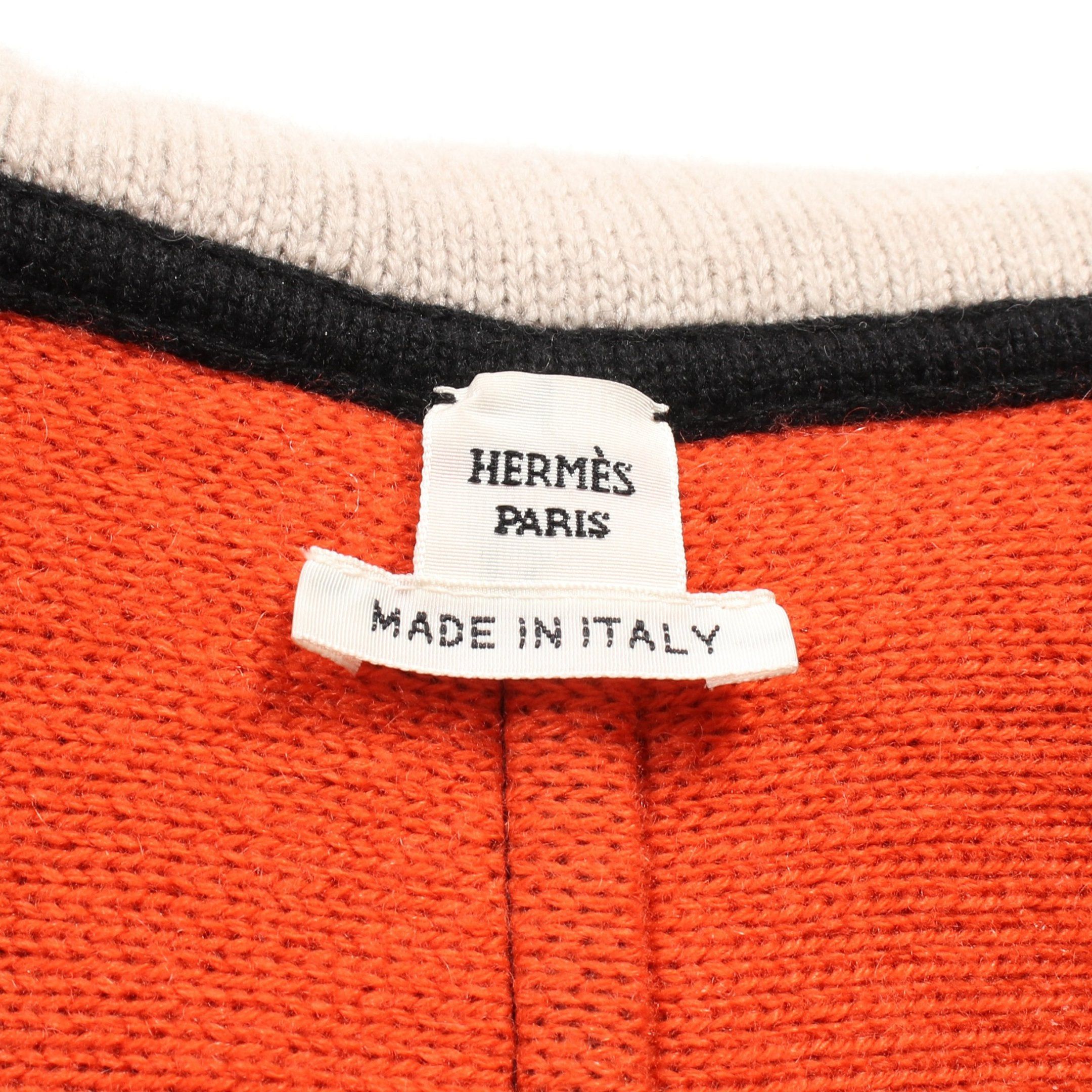 Hermes Hermes Knitted Hoodie Cardigan Jacket Cashmere Black Orange Beige Size ONE SIZE - 3 Thumbnail