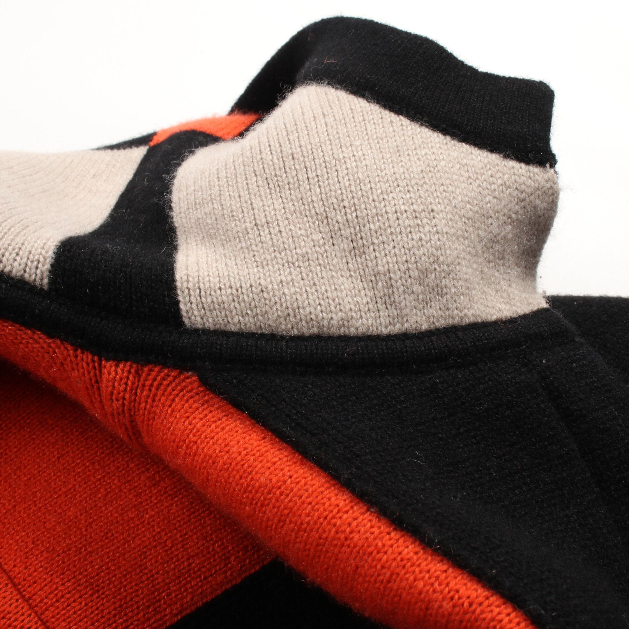 Hermes Hermes Knitted Hoodie Cardigan Jacket Cashmere Black Orange Beige Size ONE SIZE - 9 Thumbnail