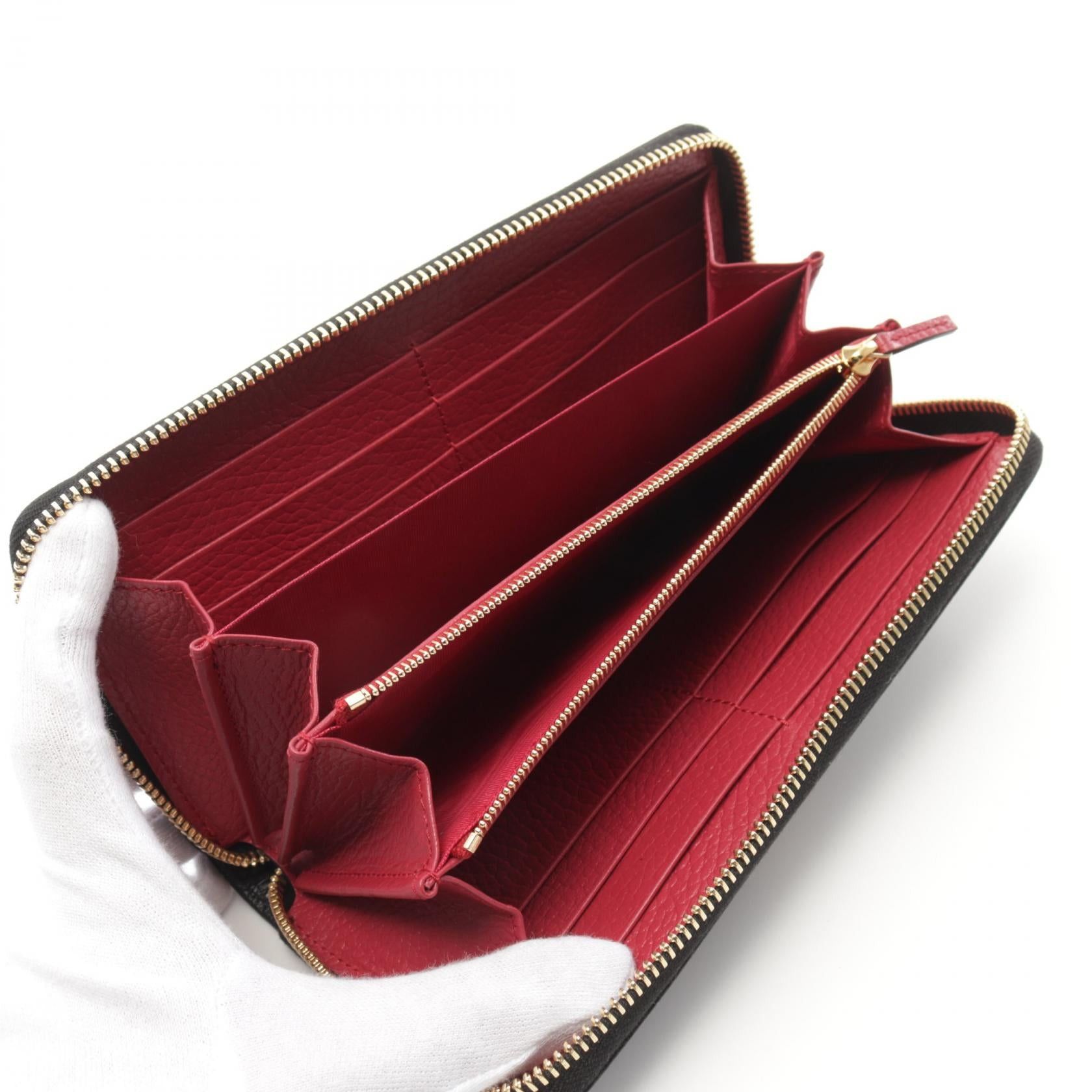 Gucci Gucci Petite Marmont Gg Round Zipper Long Wallet Leather Black Size ONE SIZE - 3 Thumbnail