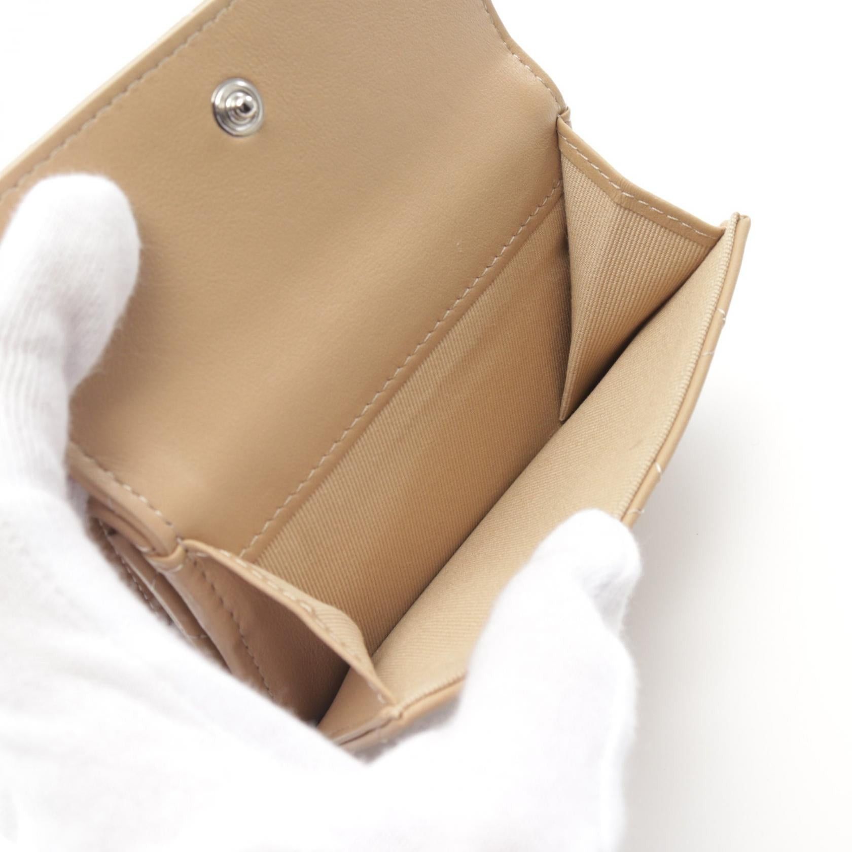 Chanel Chanel Matelasse Trifold Wallet Leather Beige Size ONE SIZE - 7 Thumbnail