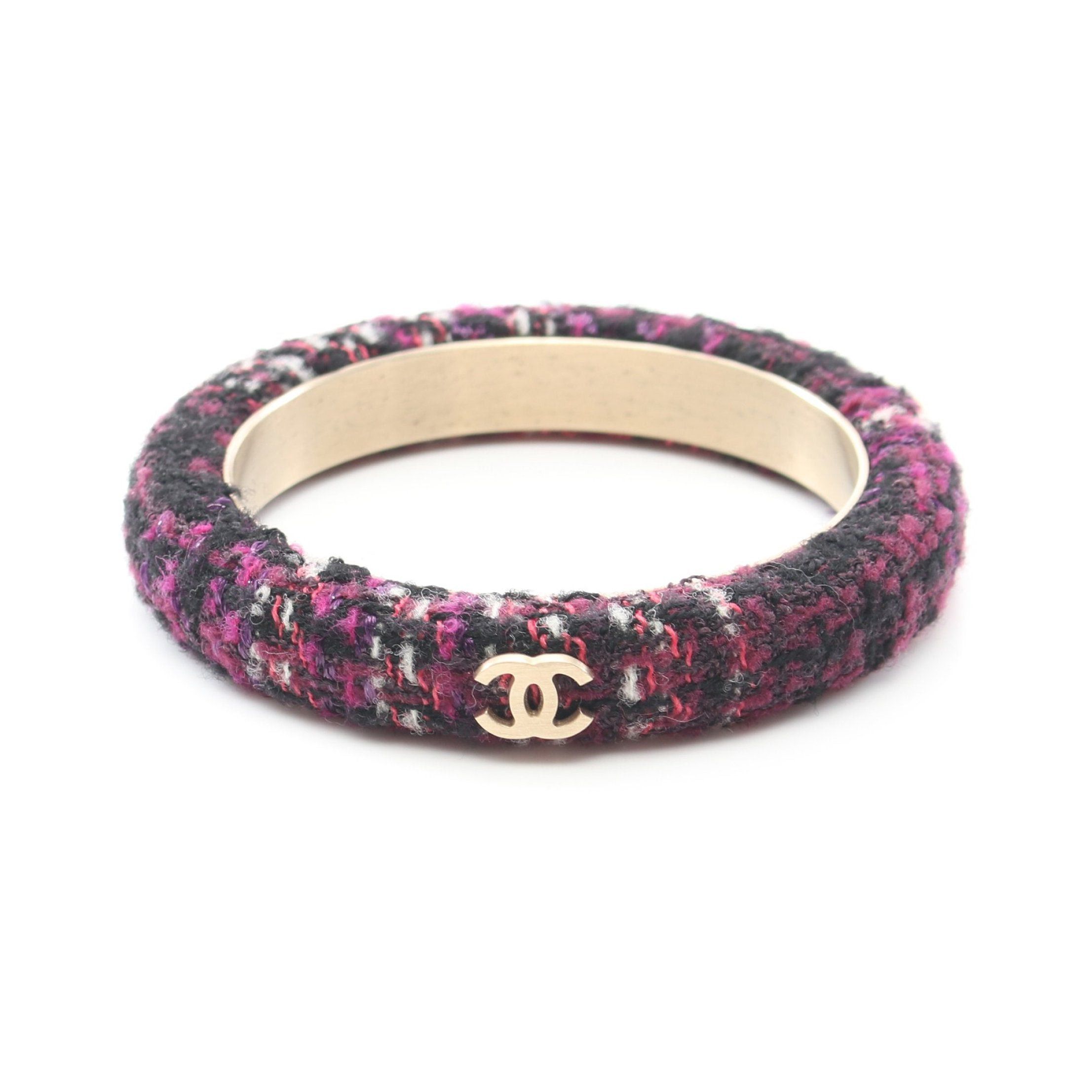 Chanel Chanel Coco Mark Bangle Gp Tweed Gold Purple Multicolor 09A Size ONE SIZE - 2 Thumbnail