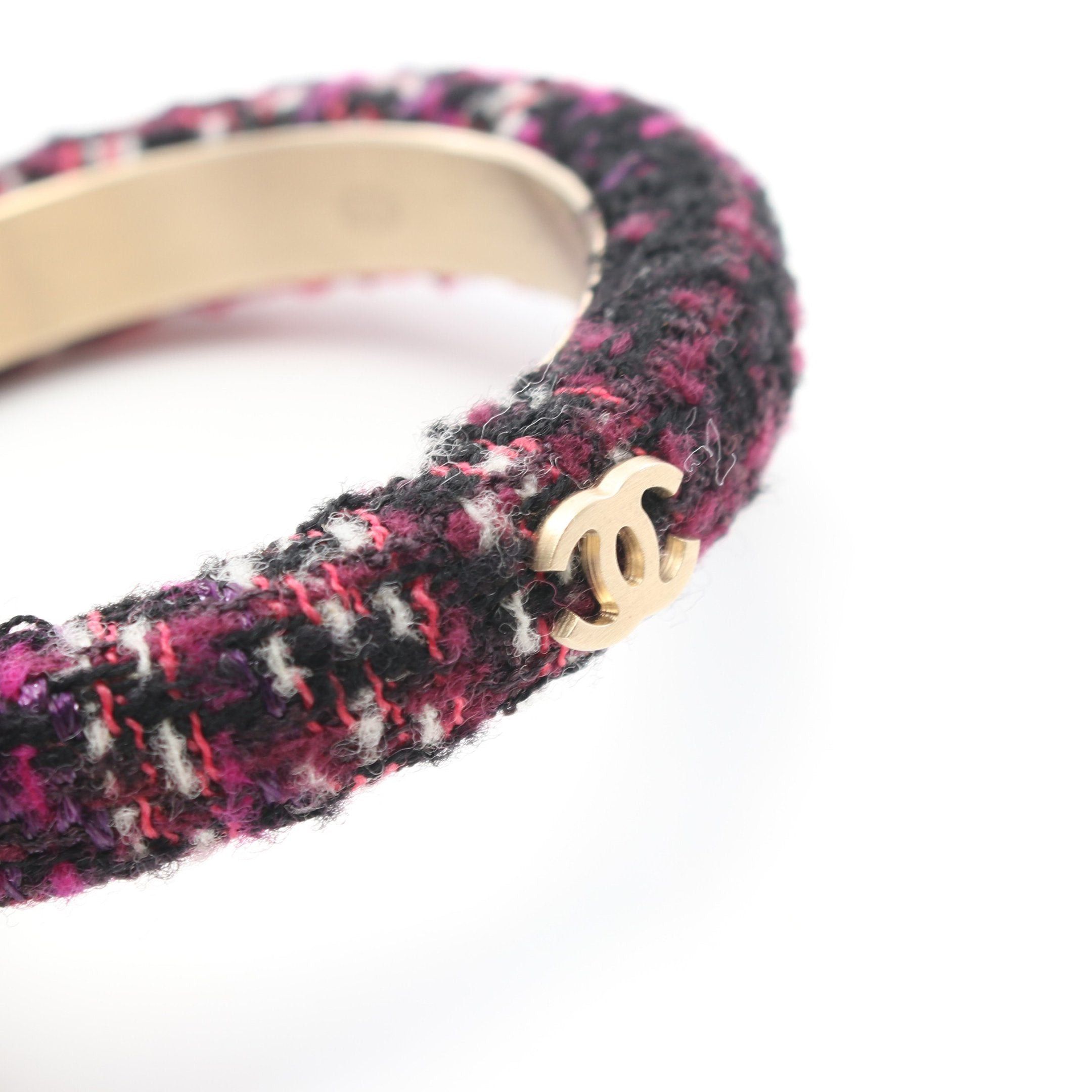 Chanel Chanel Coco Mark Bangle Gp Tweed Gold Purple Multicolor 09A Size ONE SIZE - 6 Thumbnail