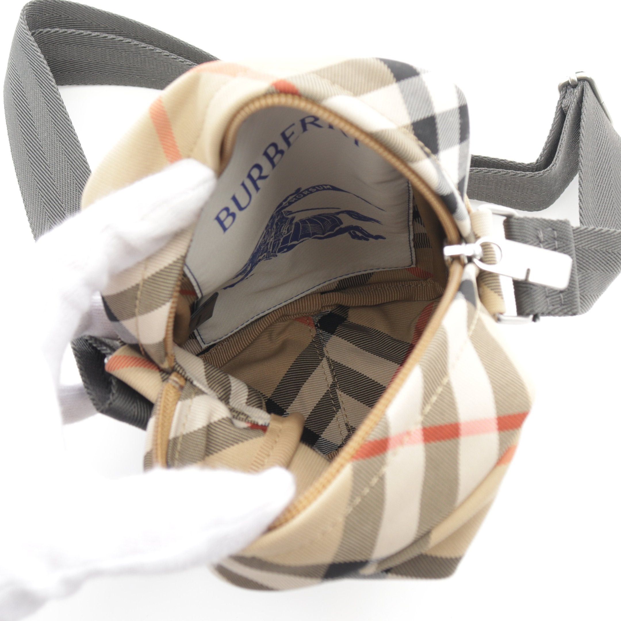 Burberry Burberry Check Phone Pouch Shoulder Bag Canvas Beige Multicolor Size ONE SIZE - 3 Thumbnail
