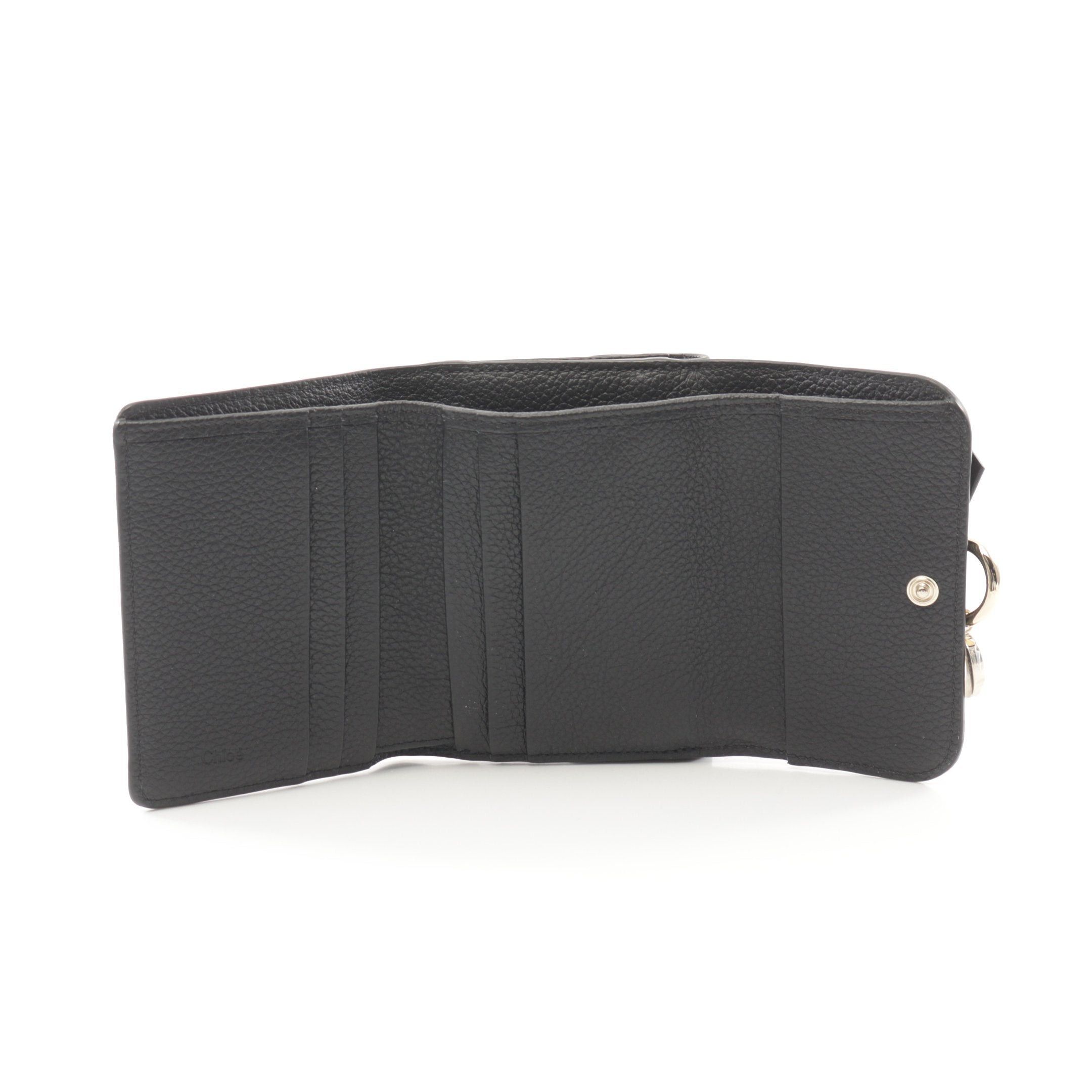 Chloe Chloe Alphabet Small Trifold Wallet Leather Black Size ONE SIZE - 3 Thumbnail