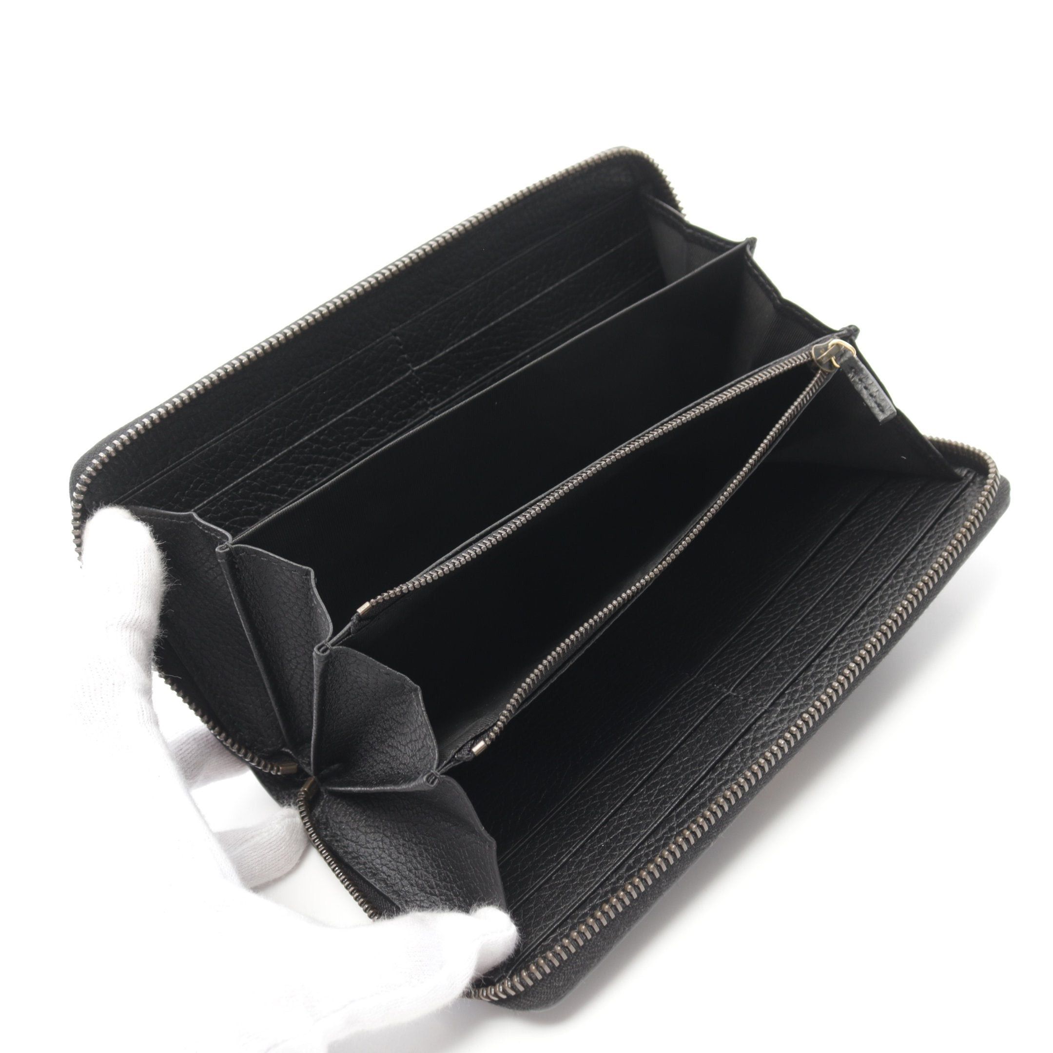 Gucci Gucci Bamboo Round Zipper Long Wallet Leather Black Size ONE SIZE - 3 Thumbnail