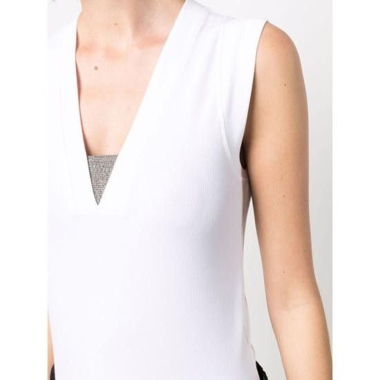 Brunello Cucinelli BRUNELLO CUCINELLI Women Tops M0TC8EL672 C159 WHITE Size L / US 10 / IT 46 - 2 Thumbnail
