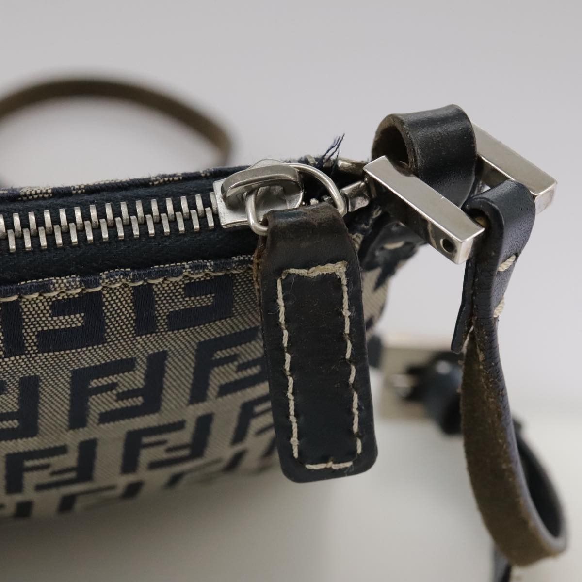 Fendi Zucchino Navy Canvas Shoulder Bag (Pre-Owned) Size ONE SIZE - 11 Thumbnail