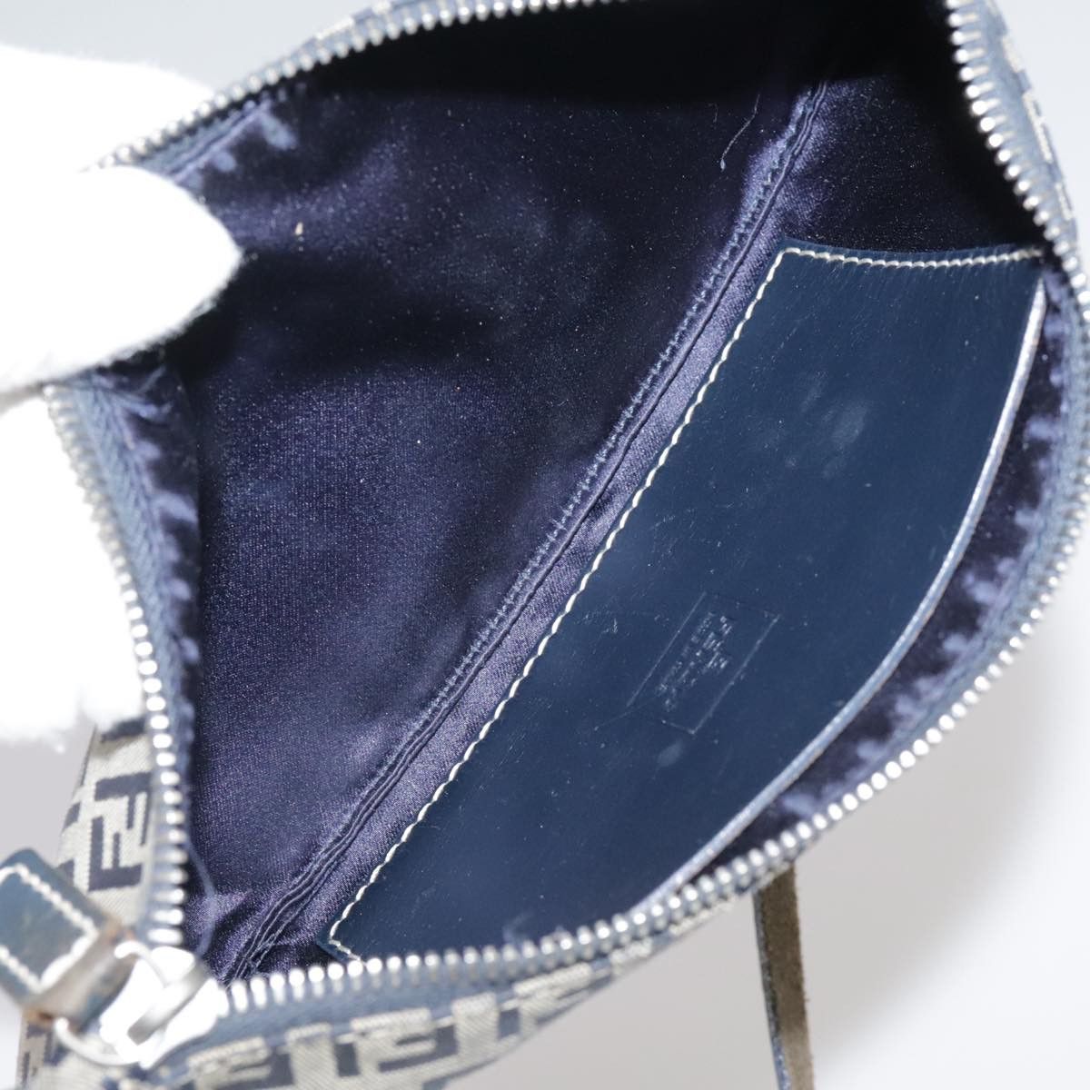 Fendi Zucchino Navy Canvas Shoulder Bag (Pre-Owned) Size ONE SIZE - 13 Thumbnail