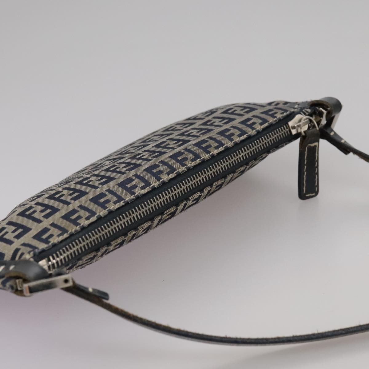 Fendi Zucchino Navy Canvas Shoulder Bag (Pre-Owned) Size ONE SIZE - 18 Thumbnail