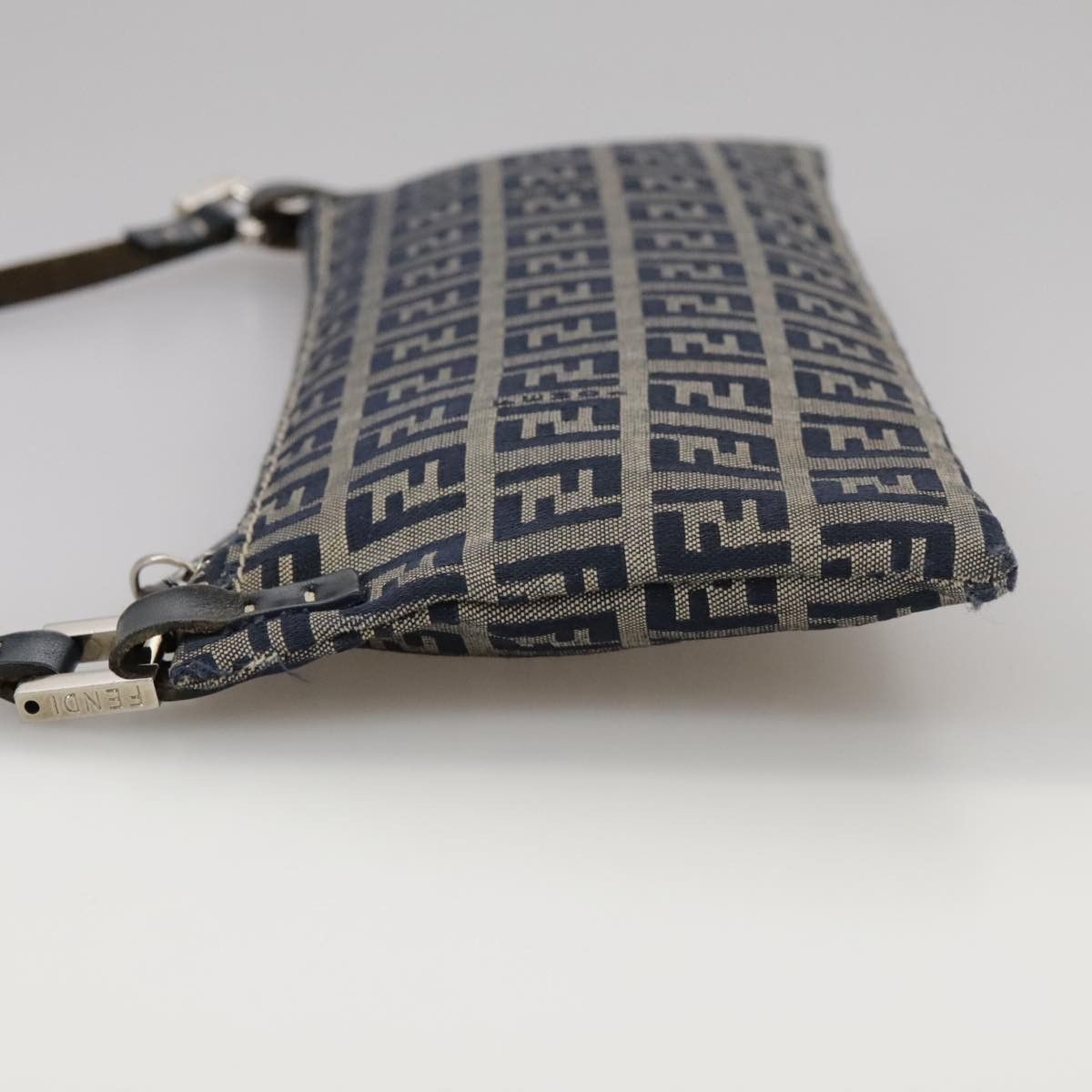 Fendi Zucchino Navy Canvas Shoulder Bag (Pre-Owned) Size ONE SIZE - 3 Thumbnail