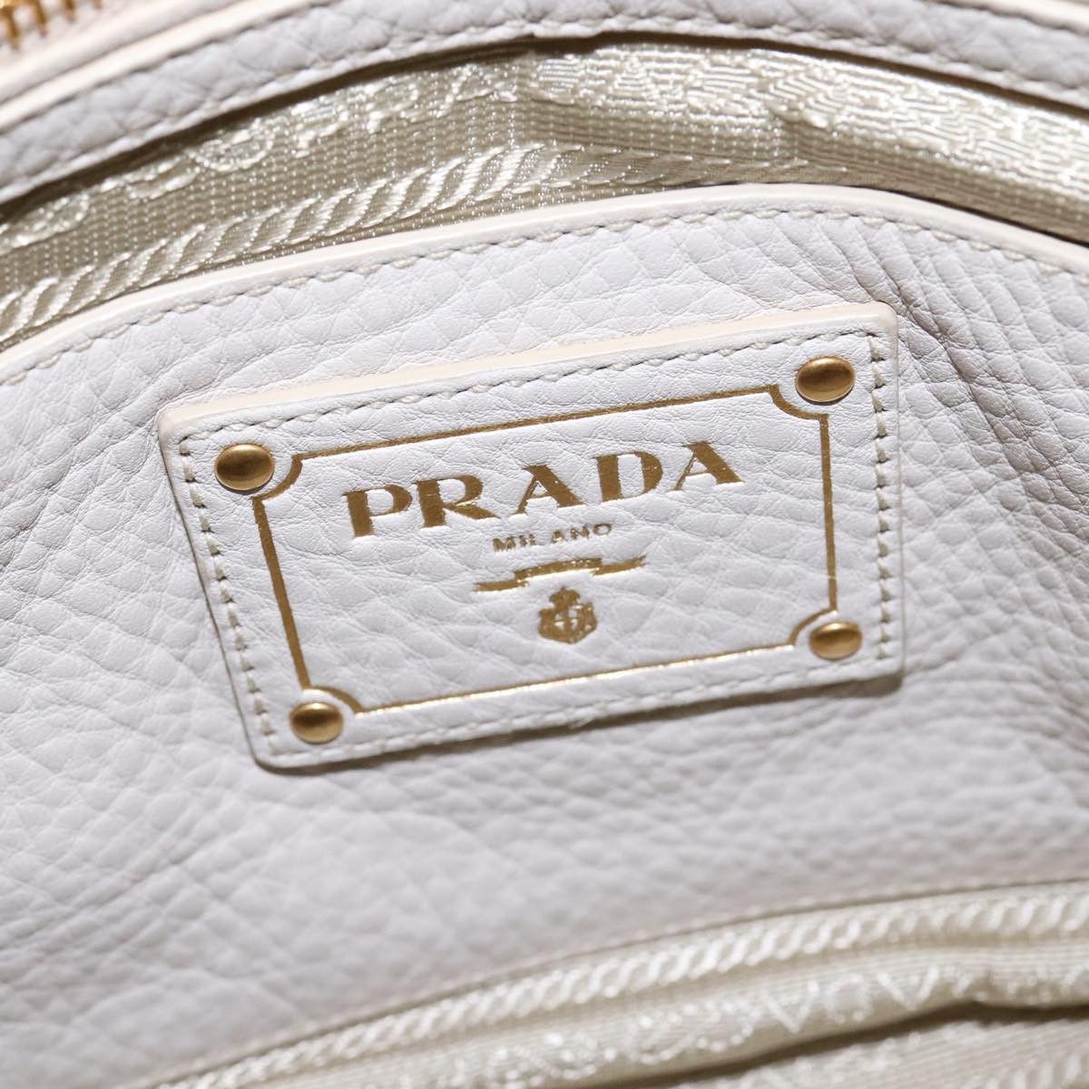 Prada Vitello White Leather Handbag (Pre-Owned) Size ONE SIZE - 14 Thumbnail