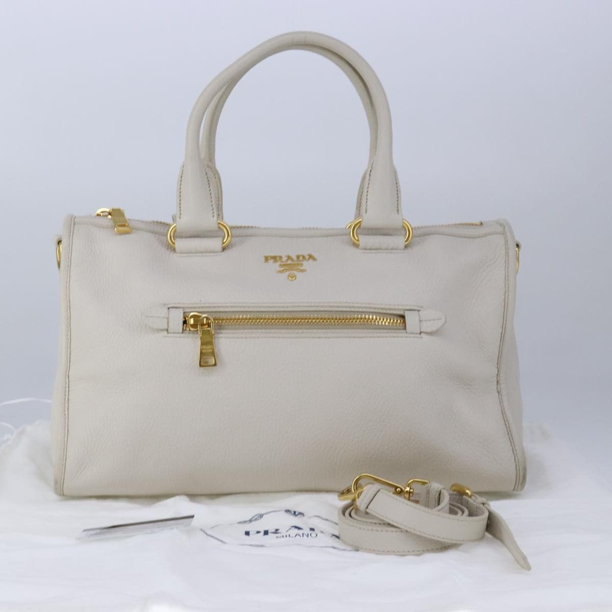 Prada Vitello White Leather Handbag (Pre-Owned) Size ONE SIZE - 19 Thumbnail