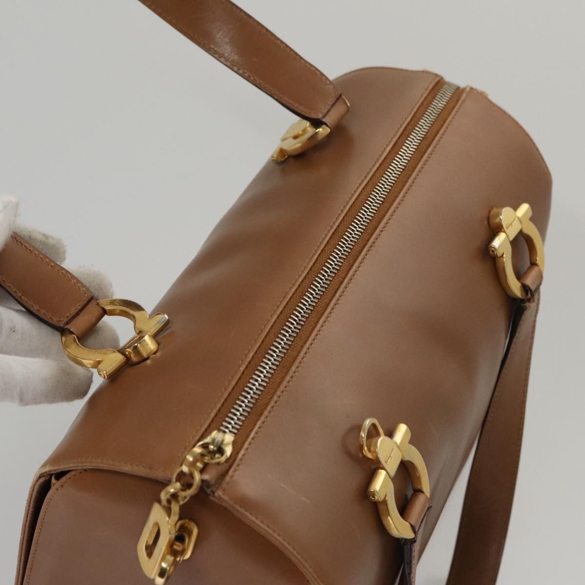 Salvatore Ferragamo Gancini Brown Leather Handbag (Pre-Owned) Size ONE SIZE - 17 Thumbnail