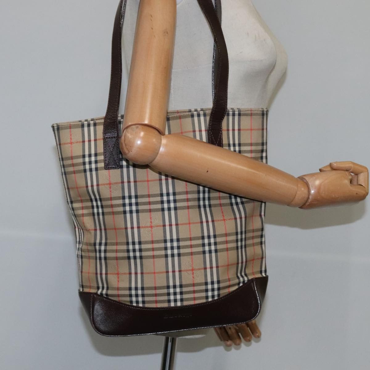 Burberry Nova Check Beige Canvas Tote Bag (Pre-Owned) Size ONE SIZE - 12 Thumbnail
