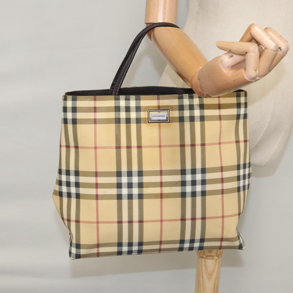 Burberry Nova Check Beige Canvas Tote Bag (Pre-Owned) Size ONE SIZE - 14 Thumbnail