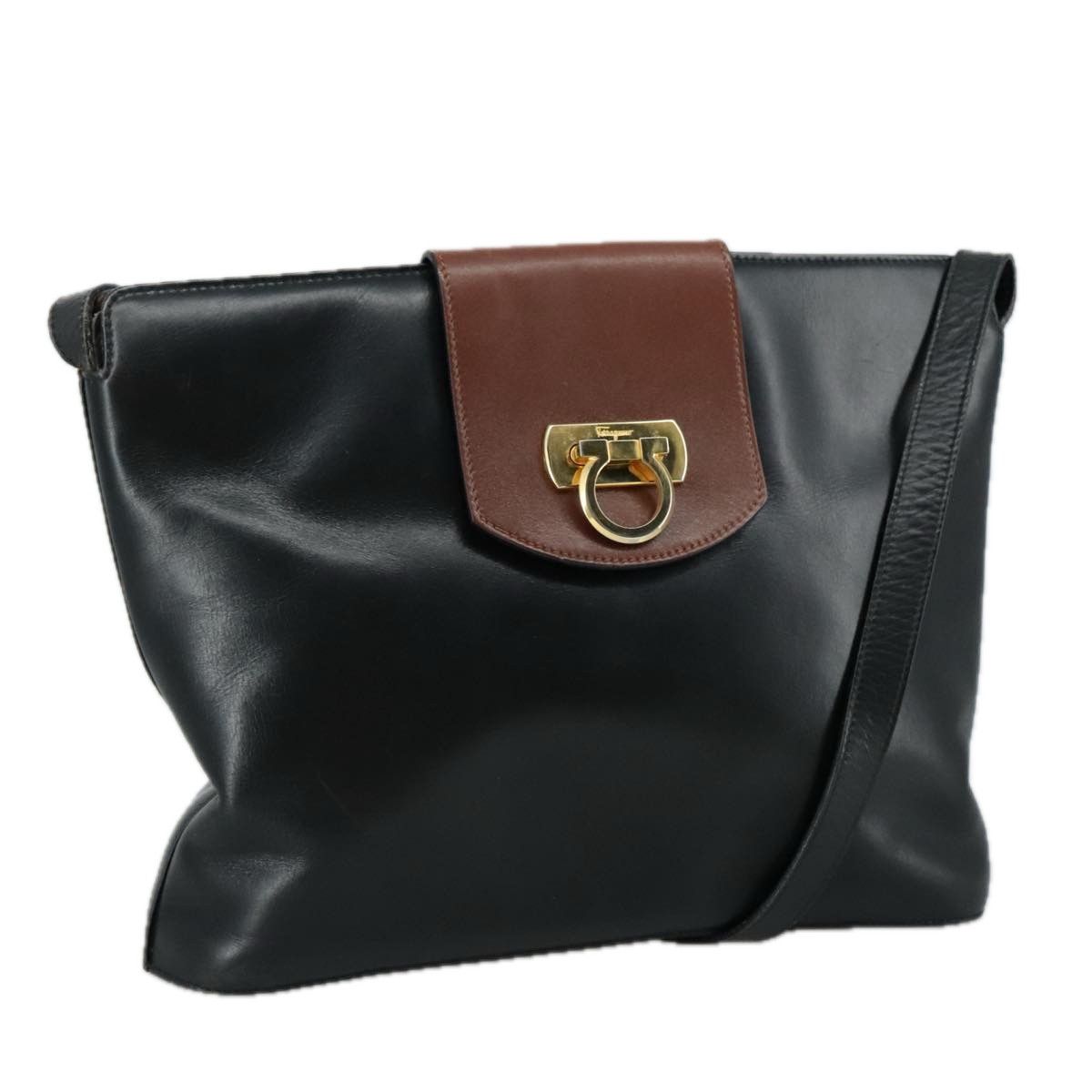 Salvatore Ferragamo Gancini Black Leather Shoulder Bag (Pre-Owned) Size ONE SIZE - 19 Thumbnail