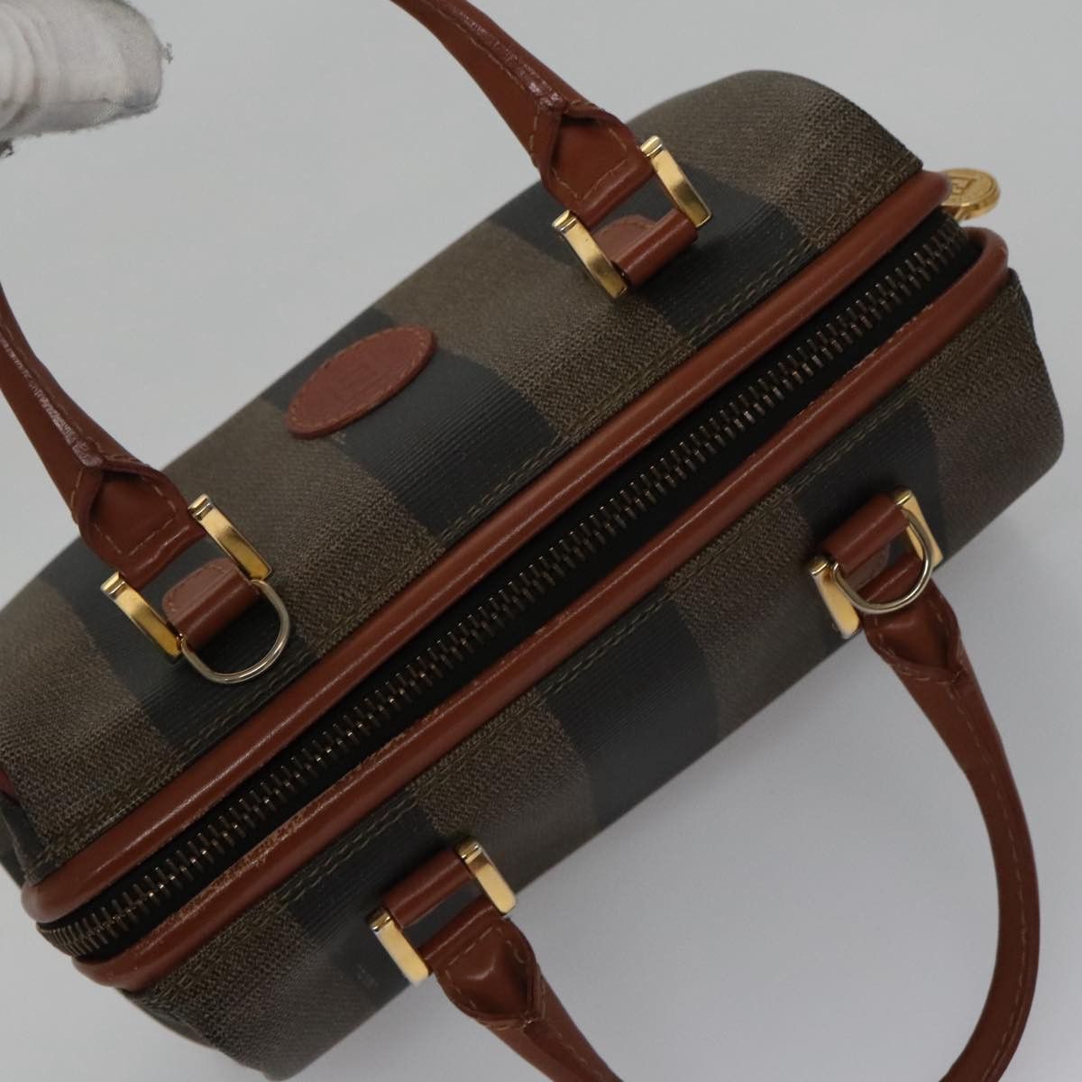 Fendi Pequin Brown Canvas Handbag (Pre-Owned) Size ONE SIZE - 13 Thumbnail