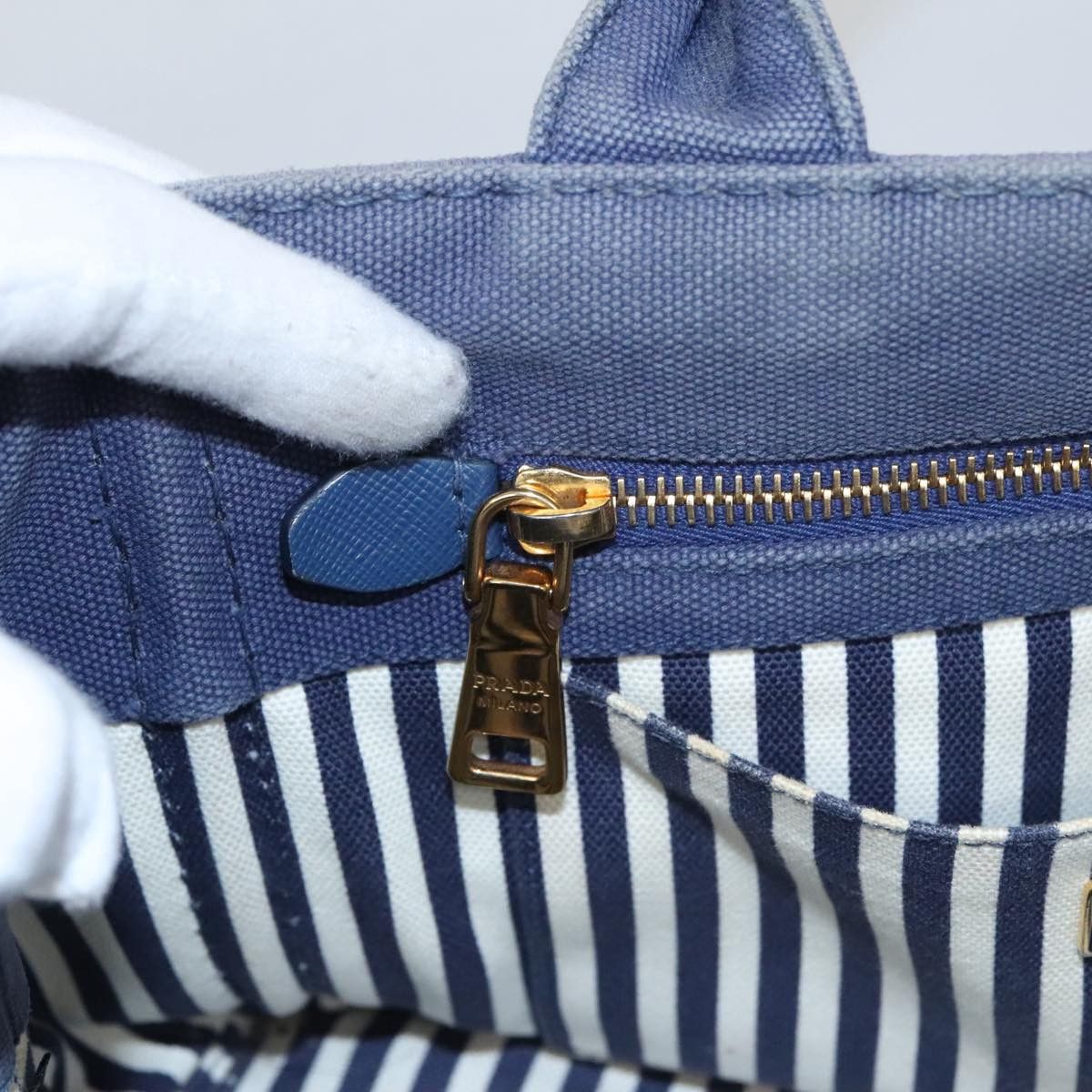 Prada Canapa Blue Canvas Handbag (Pre-Owned) Size ONE SIZE - 16 Thumbnail