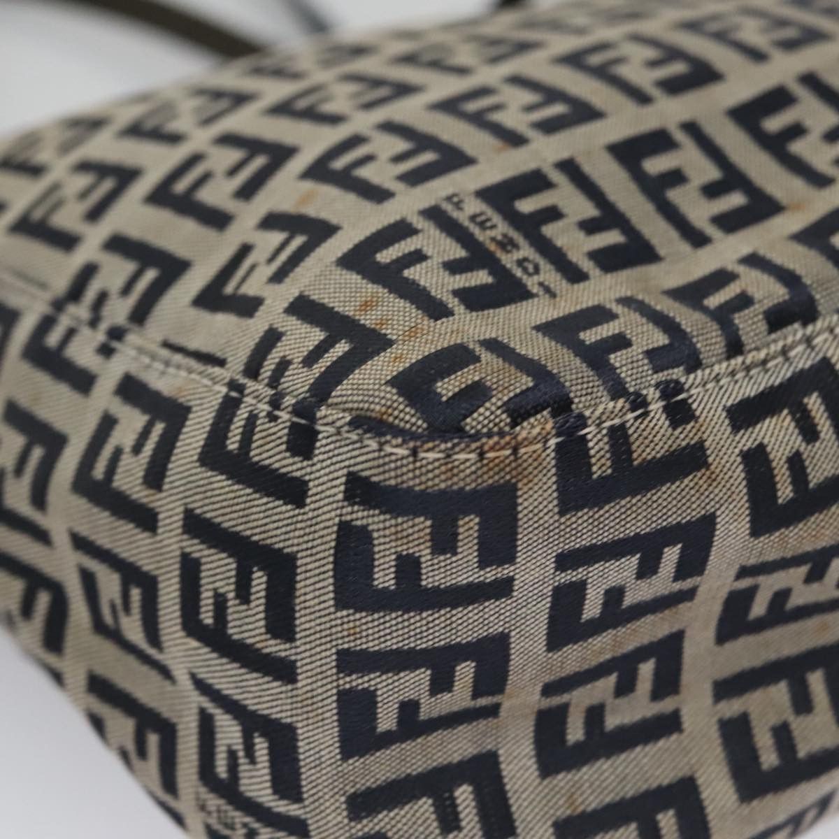 Fendi Zucchino Navy Canvas Shoulder Bag (Pre-Owned) Size ONE SIZE - 6 Thumbnail