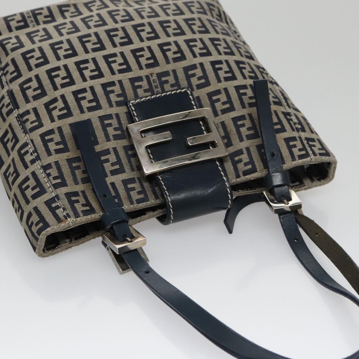 Fendi Zucchino Navy Canvas Shoulder Bag (Pre-Owned) Size ONE SIZE - 5 Thumbnail