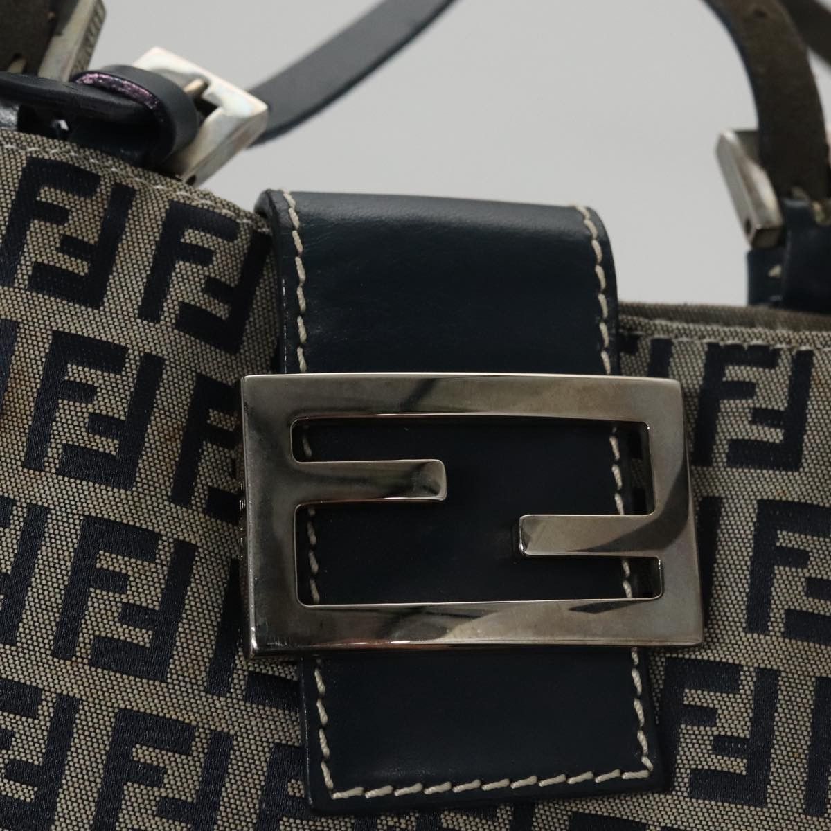 Fendi Zucchino Navy Canvas Shoulder Bag (Pre-Owned) Size ONE SIZE - 12 Thumbnail