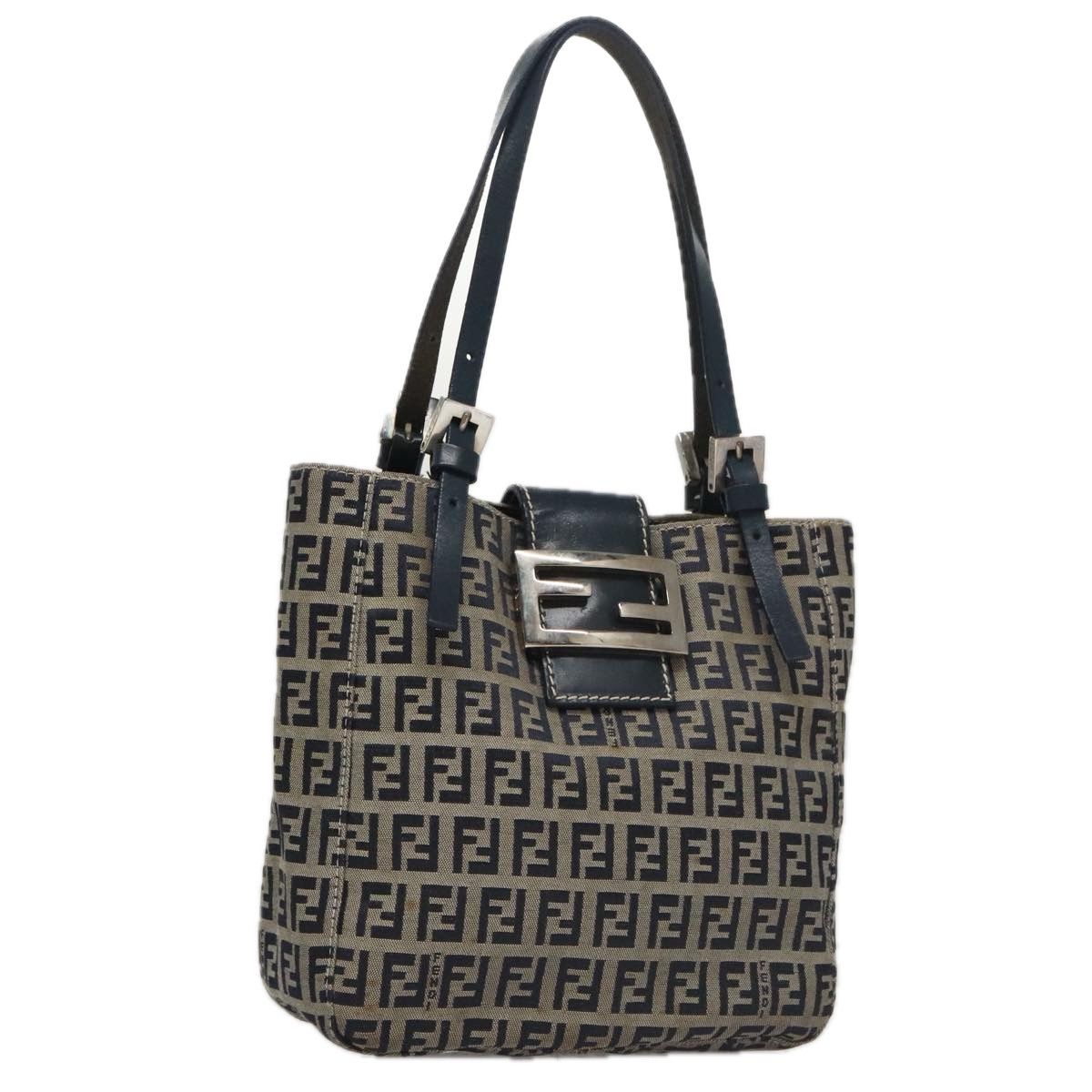 Fendi Zucchino Navy Canvas Shoulder Bag (Pre-Owned) Size ONE SIZE - 20 Thumbnail
