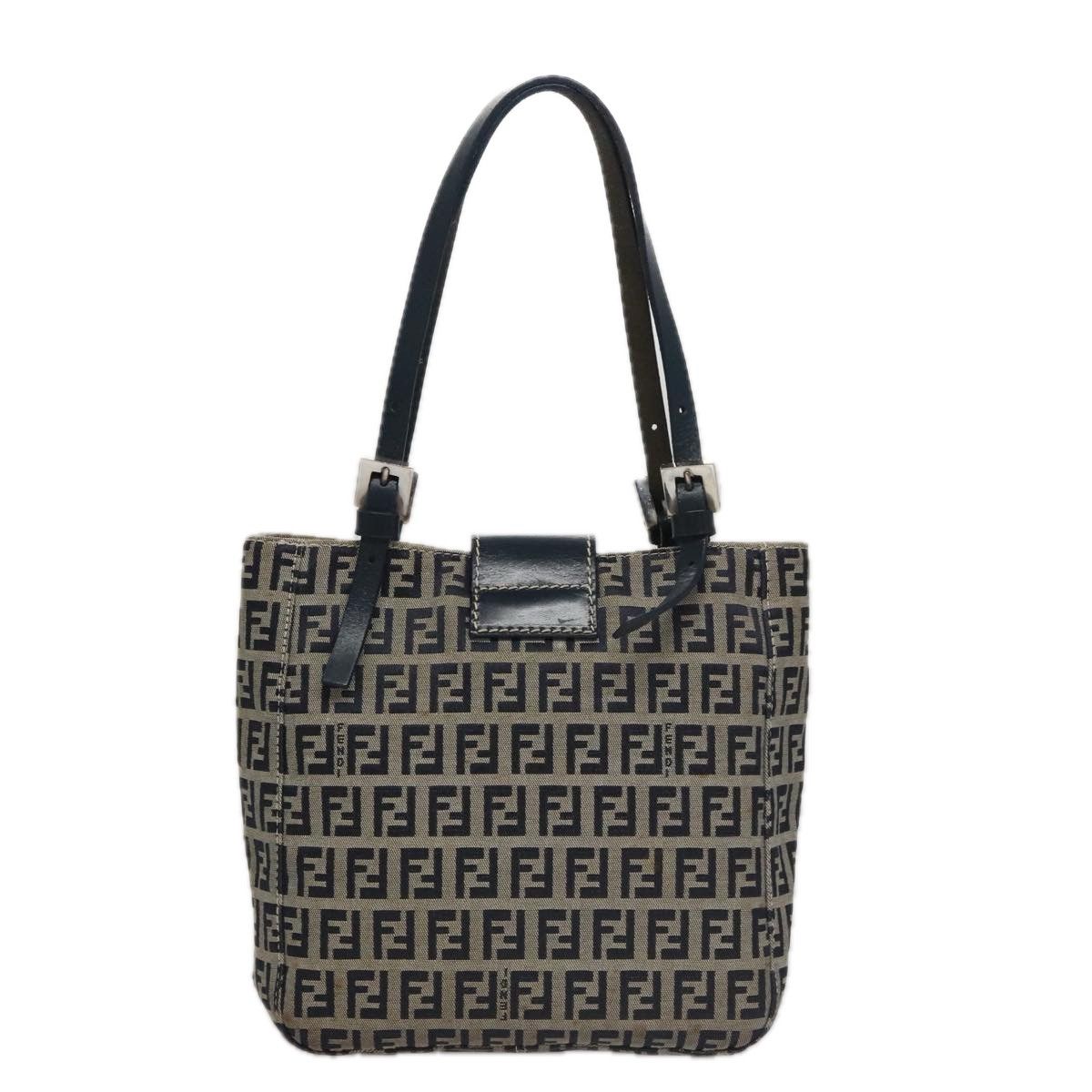 Fendi Zucchino Navy Canvas Shoulder Bag (Pre-Owned) Size ONE SIZE - 2 Thumbnail