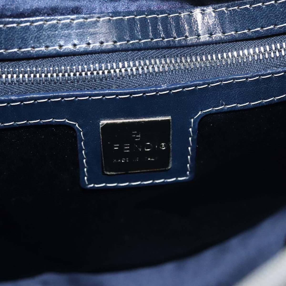 Fendi Zucchino Navy Canvas Shoulder Bag (Pre-Owned) Size ONE SIZE - 18 Thumbnail