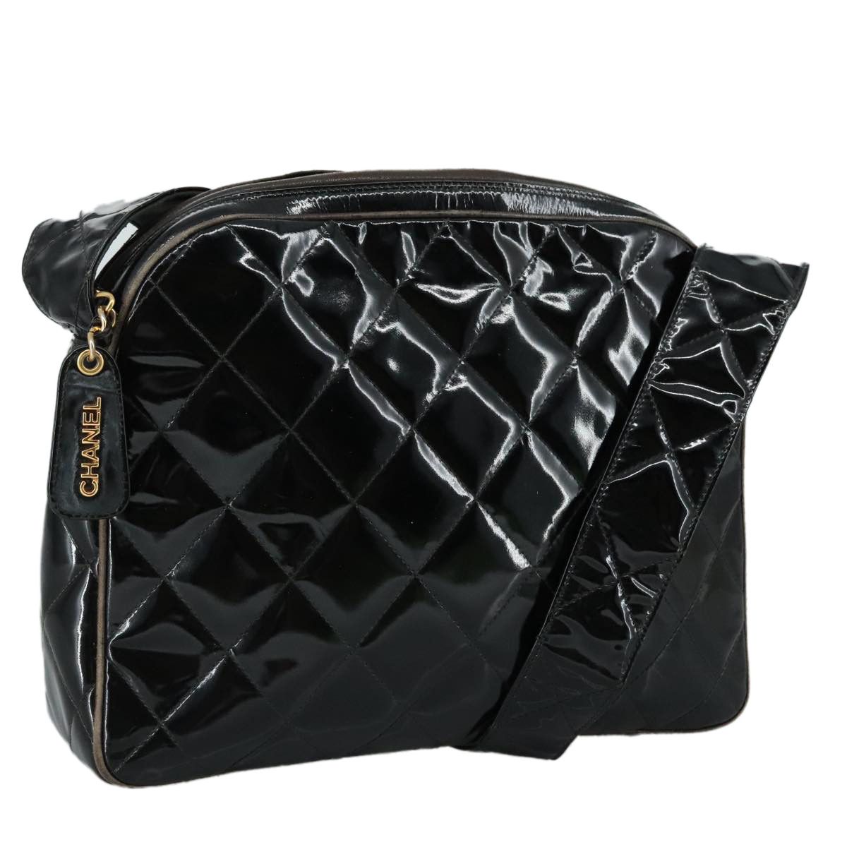 Chanel Matelassé Black Patent Leather Shoulder Bag (Pre-Owned) Size ONE SIZE - 3 Thumbnail