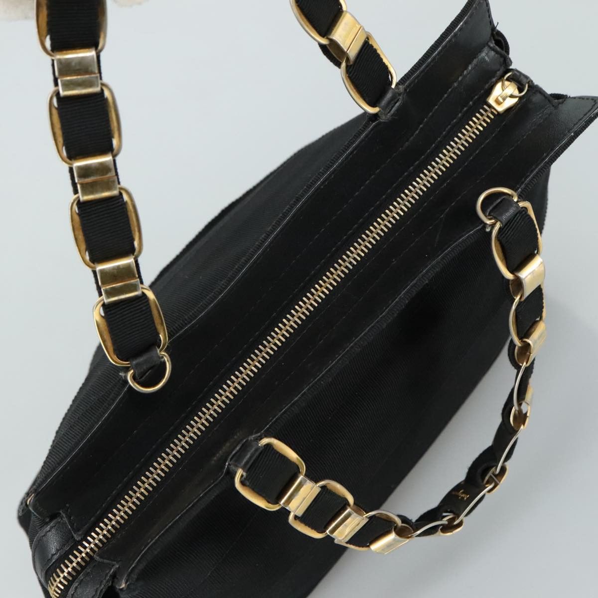 Salvatore Ferragamo Vara Black Canvas Handbag (Pre-Owned) Size ONE SIZE - 11 Thumbnail