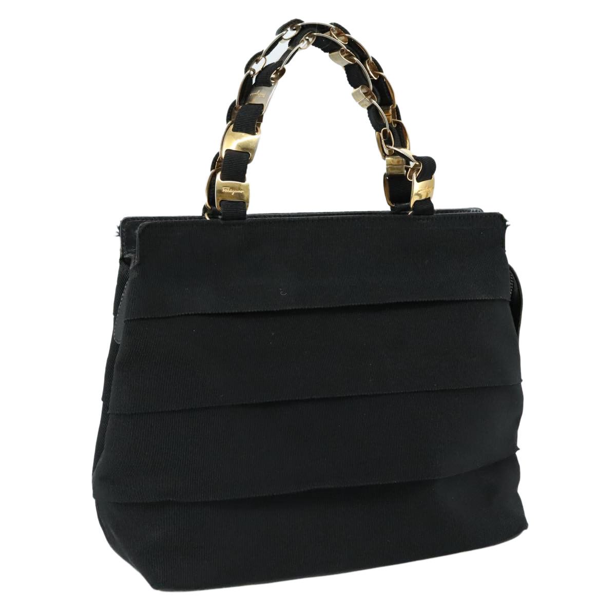 Salvatore Ferragamo Vara Black Canvas Handbag (Pre-Owned) Size ONE SIZE - 17 Thumbnail