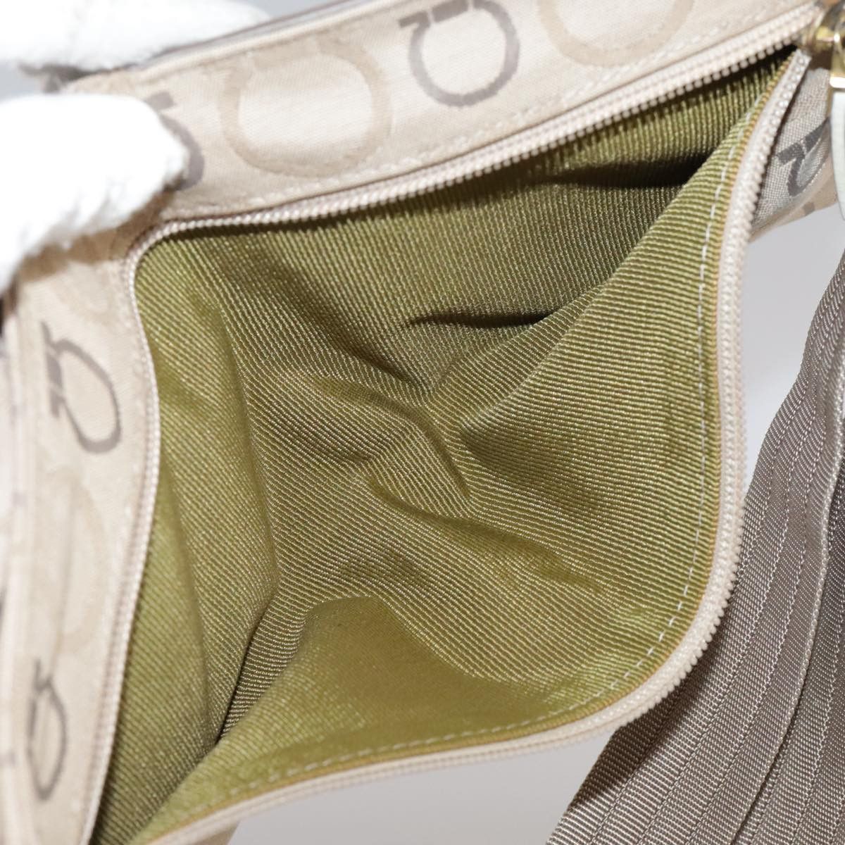 Salvatore Ferragamo Gancini Beige Canvas Shoulder Bag (Pre-Owned) Size ONE SIZE - 15 Thumbnail