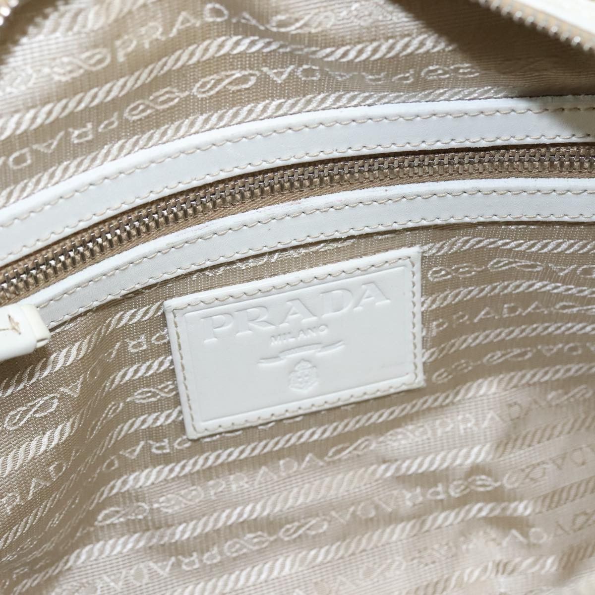 Prada Logo Jacquard Beige Canvas Handbag (Pre-Owned) Size ONE SIZE - 14 Thumbnail