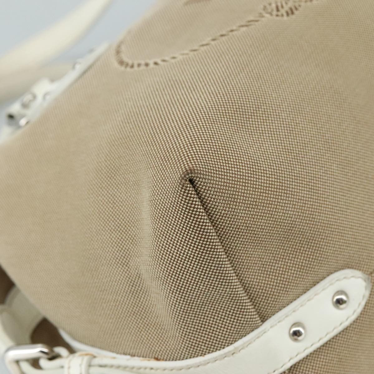 Prada Logo Jacquard Beige Canvas Handbag (Pre-Owned) Size ONE SIZE - 8 Thumbnail