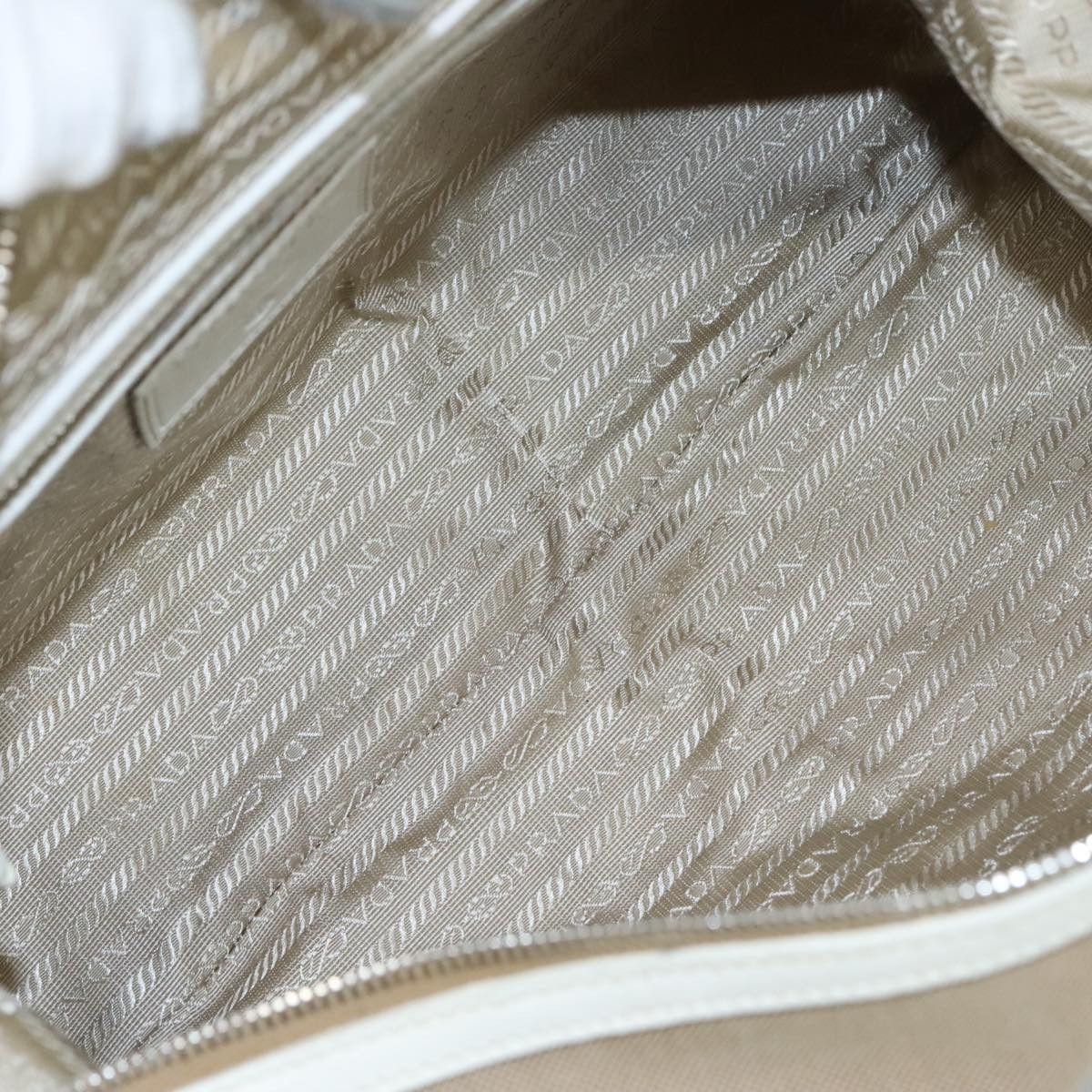 Prada Logo Jacquard Beige Canvas Handbag (Pre-Owned) Size ONE SIZE - 12 Thumbnail