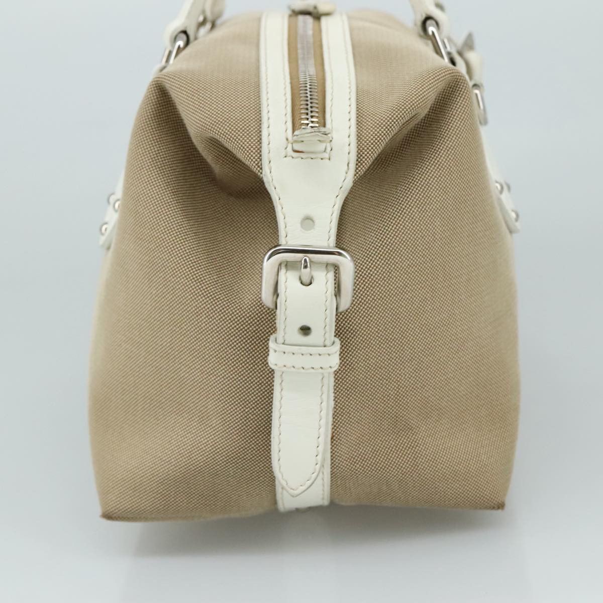 Prada Logo Jacquard Beige Canvas Handbag (Pre-Owned) Size ONE SIZE - 3 Thumbnail