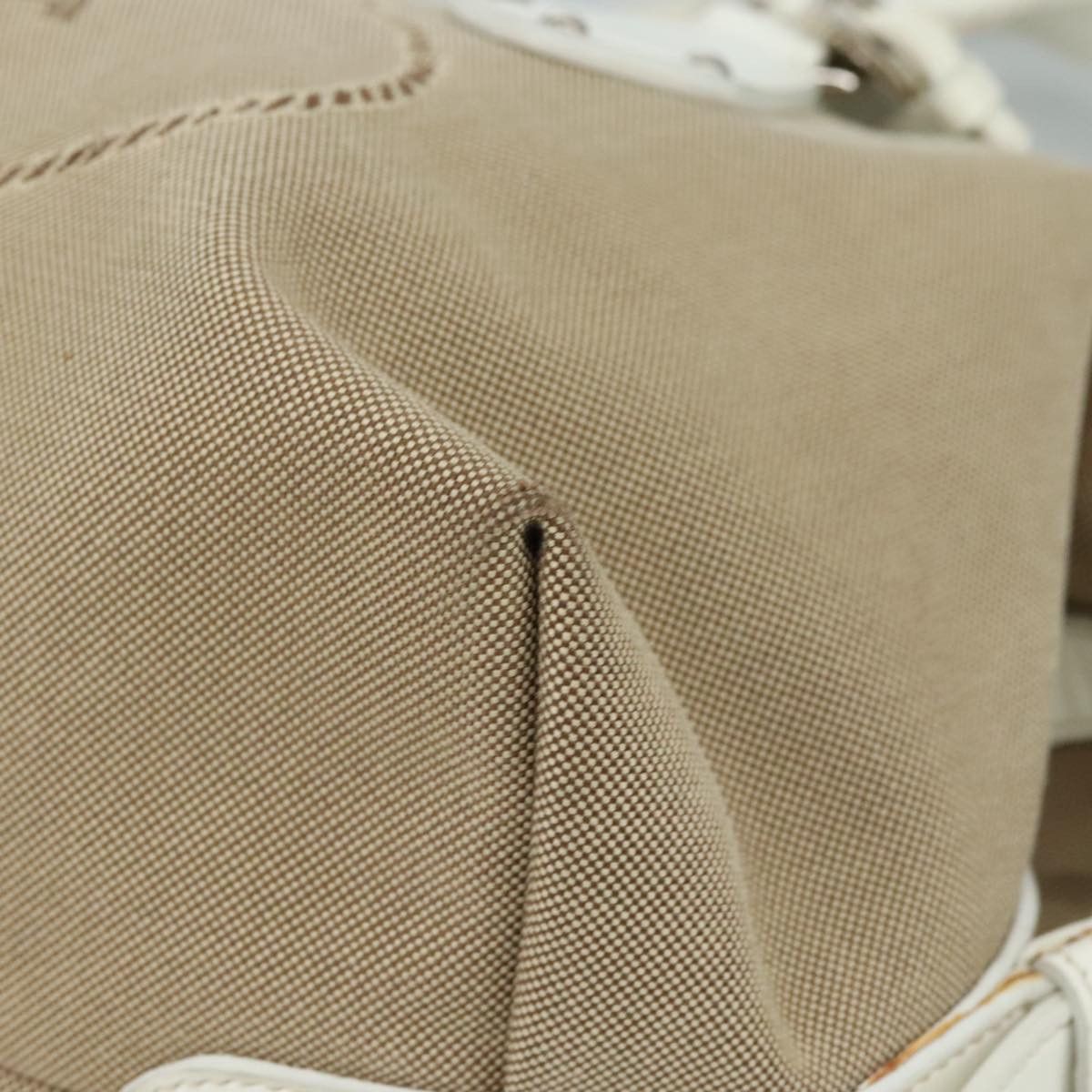 Prada Logo Jacquard Beige Canvas Handbag (Pre-Owned) Size ONE SIZE - 7 Thumbnail