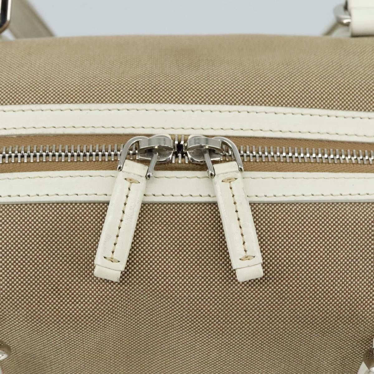 Prada Logo Jacquard Beige Canvas Handbag (Pre-Owned) Size ONE SIZE - 11 Thumbnail