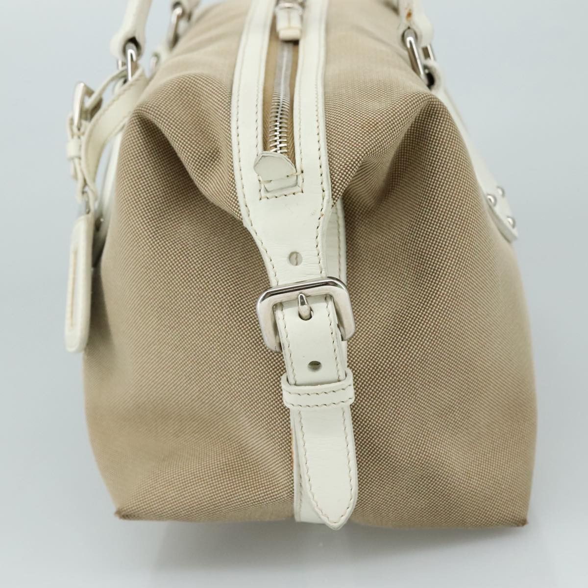 Prada Logo Jacquard Beige Canvas Handbag (Pre-Owned) Size ONE SIZE - 4 Thumbnail