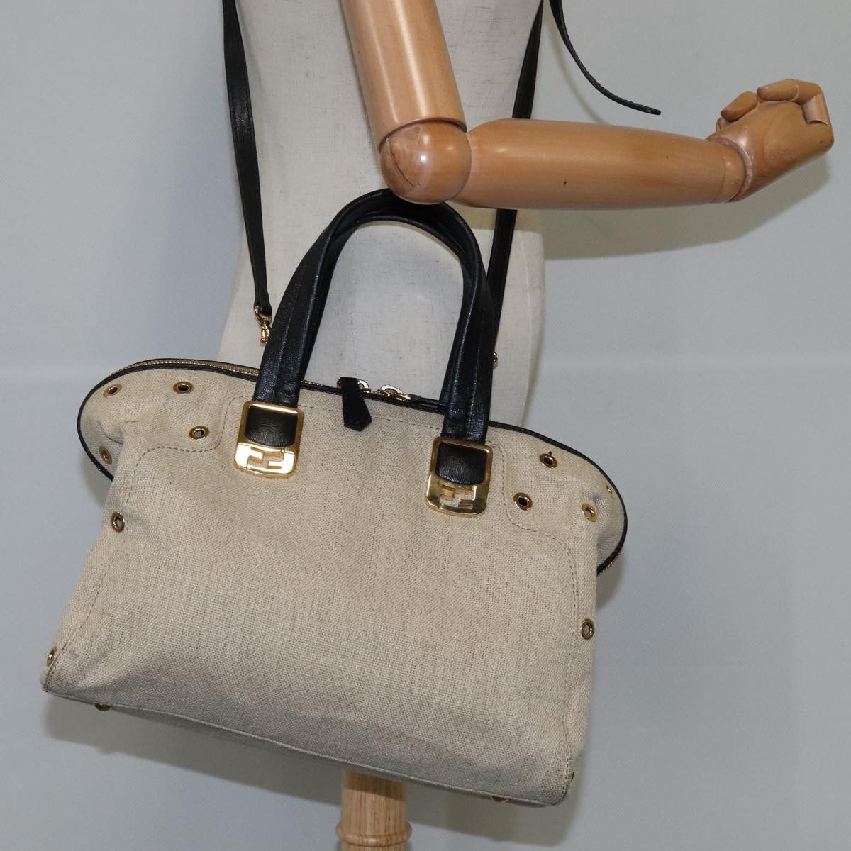 Fendi Chameleon Beige Canvas Handbag (Pre-Owned) Size ONE SIZE - 18 Thumbnail