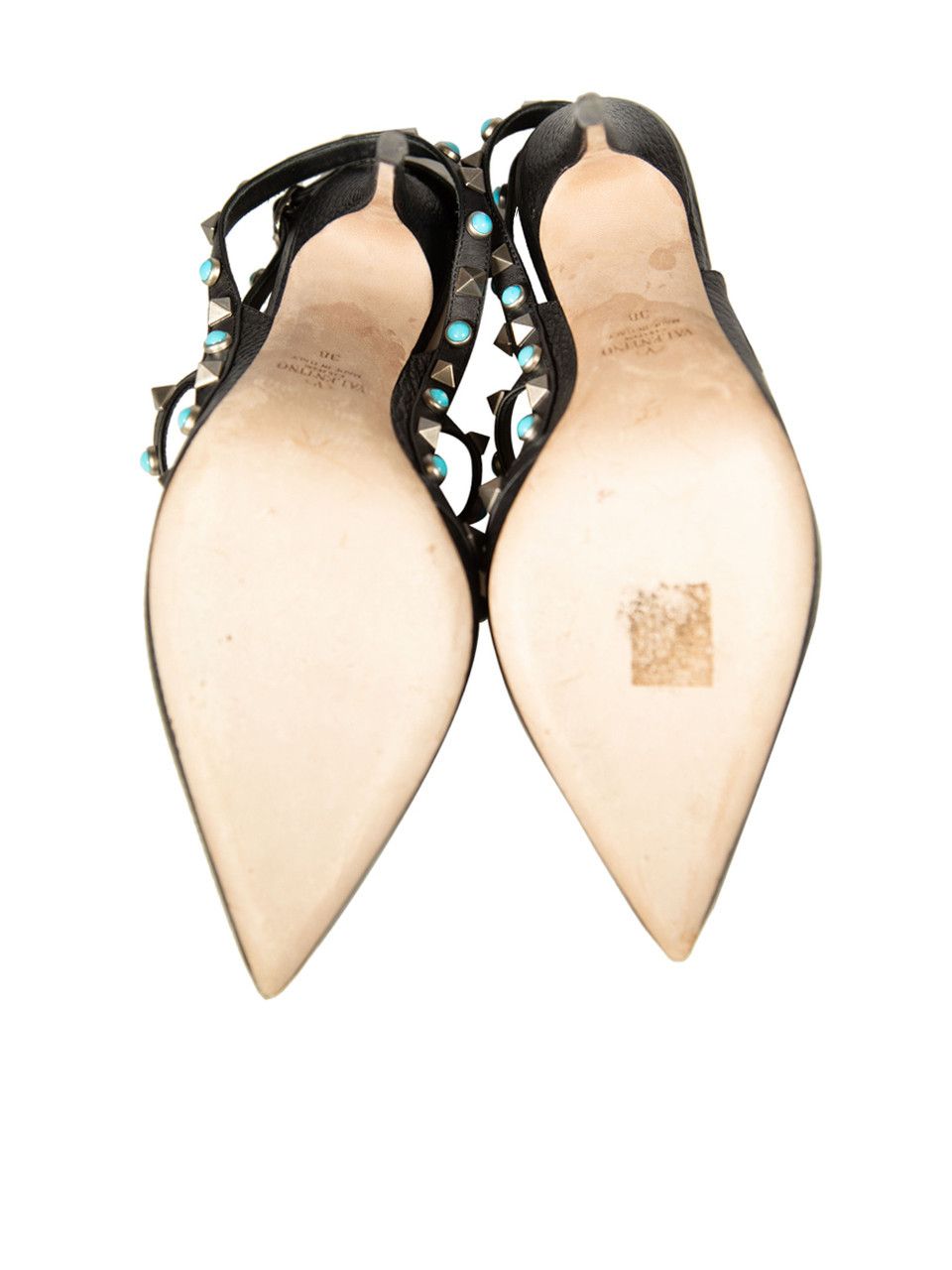 Valentino Black Leather Rockstud Pointed Heels Size US 8 / IT 38 - 4 Thumbnail