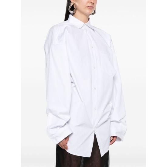 Balenciaga BALENCIAGA Women Shirts 790945 TQM05 9000 WHITE Size XS / US 0-2 / IT 36-38 - 4 Thumbnail