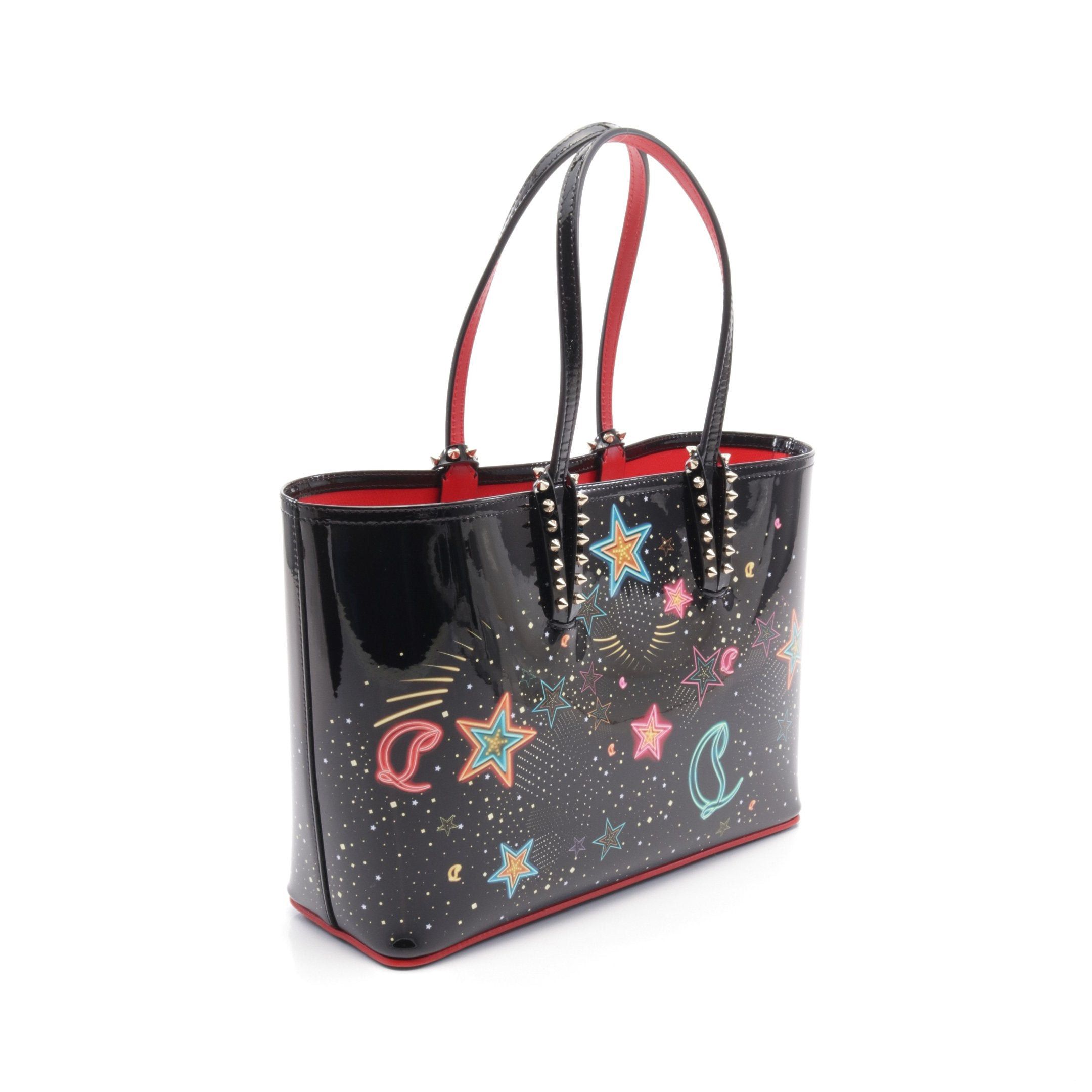 Christian Louboutin Christian Louboutin Cabata Small Shoulder Bag Tote Patent Leather Black Multicolor Spike Studs Size ONE SIZE - 2 Thumbnail