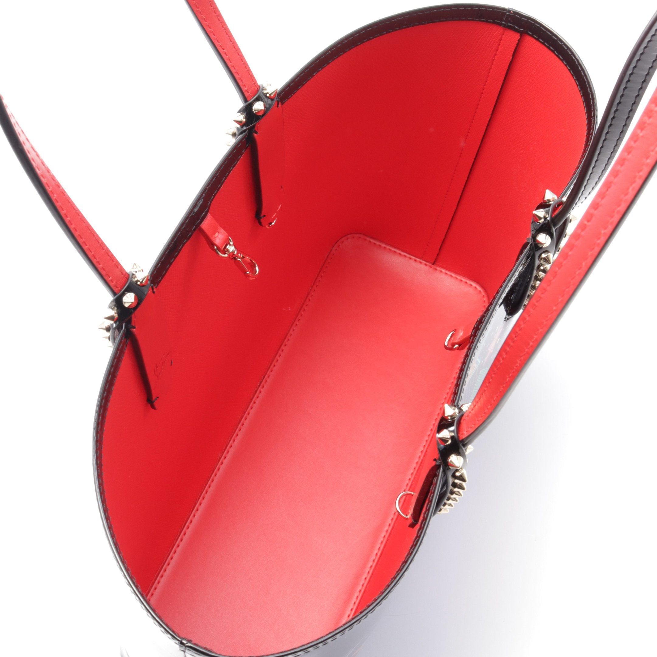 Christian Louboutin Christian Louboutin Cabata Small Shoulder Bag Tote Patent Leather Black Multicolor Spike Studs Size ONE SIZE - 3 Thumbnail