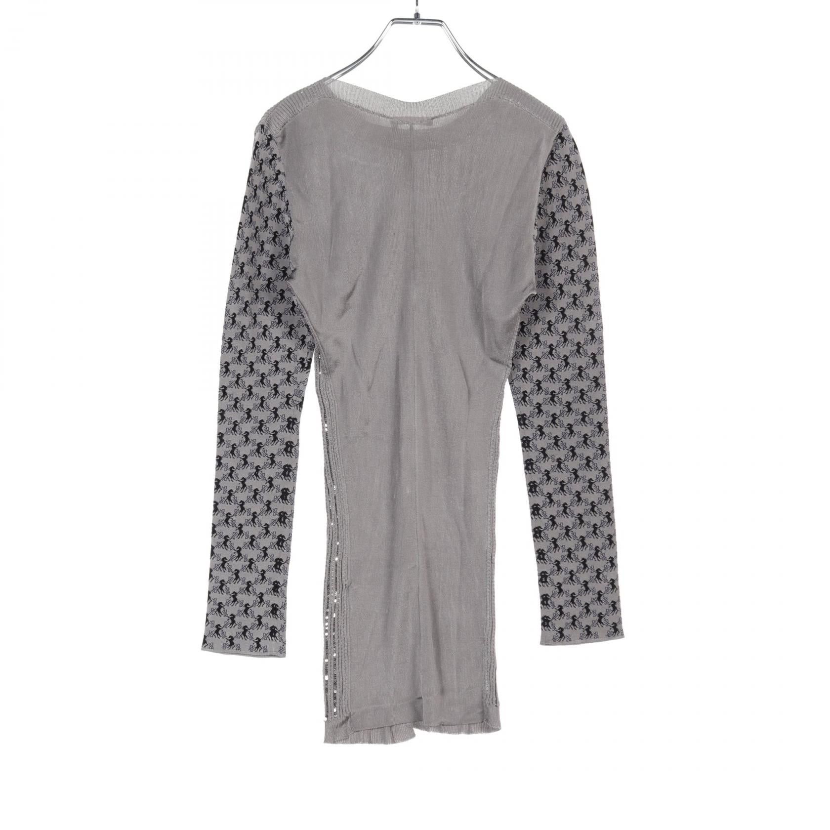 Chloe Chloe Long Knit Horse Pattern Gray Black Navy Sequin Size ONE SIZE - 2 Thumbnail