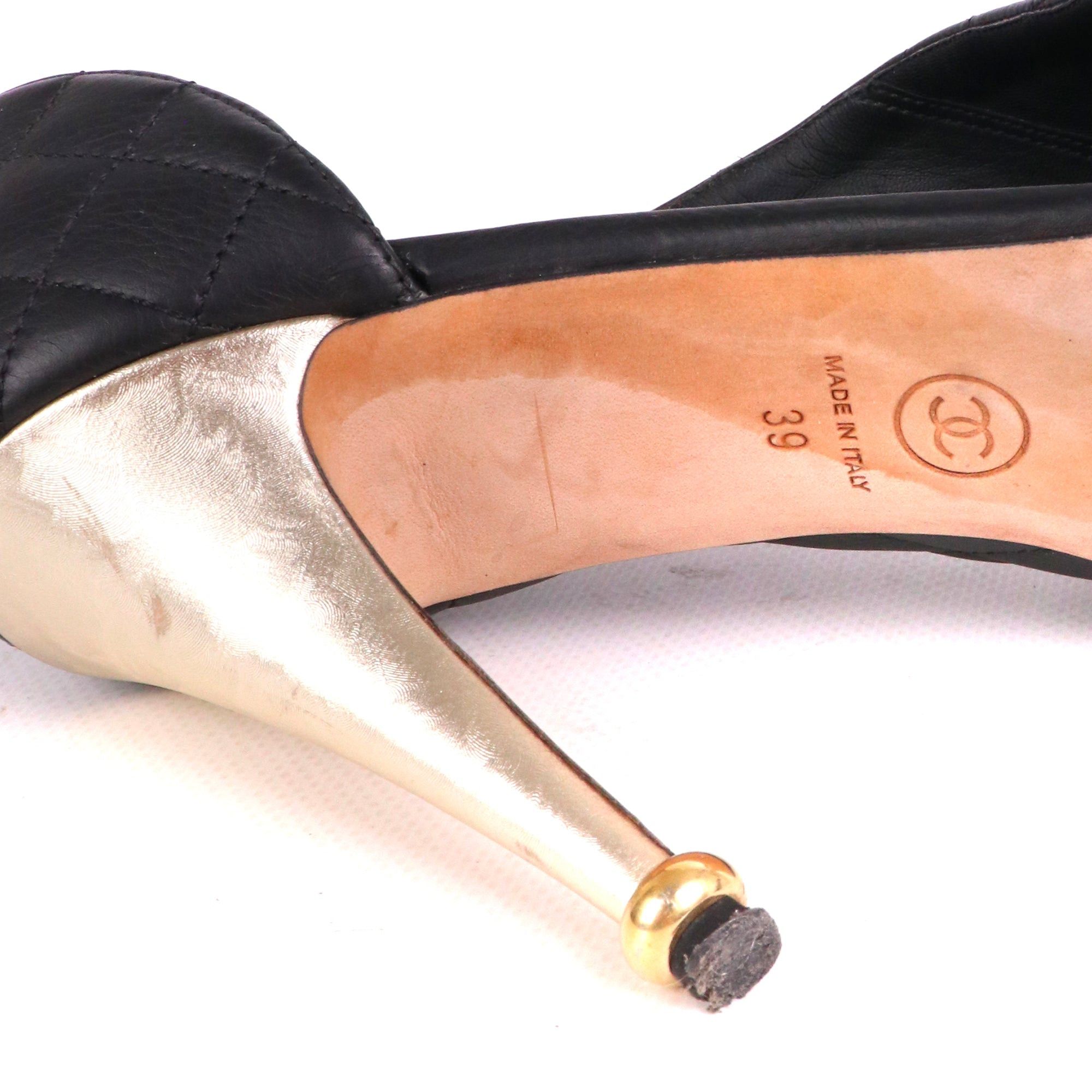 Chanel CHANEL - Chanel pumps in black quilted leather (T39) Size US 8 / IT 38 - 6 Thumbnail