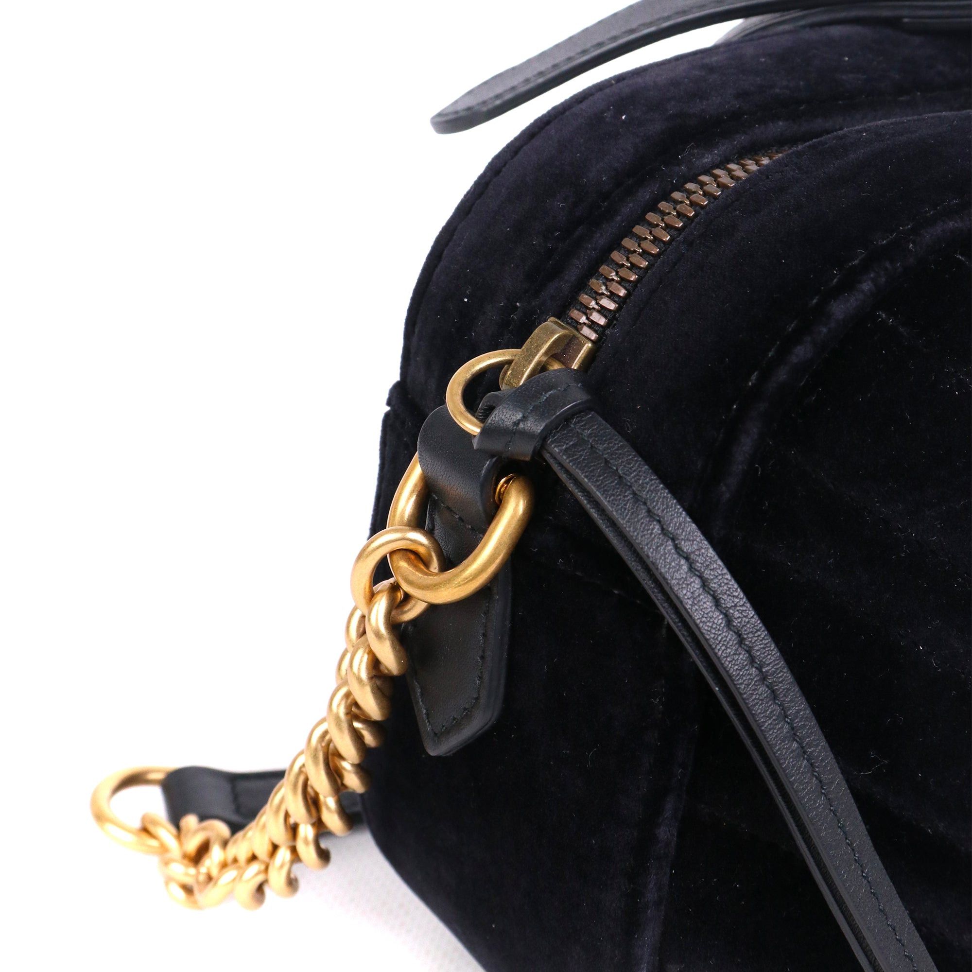 Gucci GUCCI - Gucci Caméra Marmont shoulder bag quilted in black velvet Size ONE SIZE - 6 Thumbnail