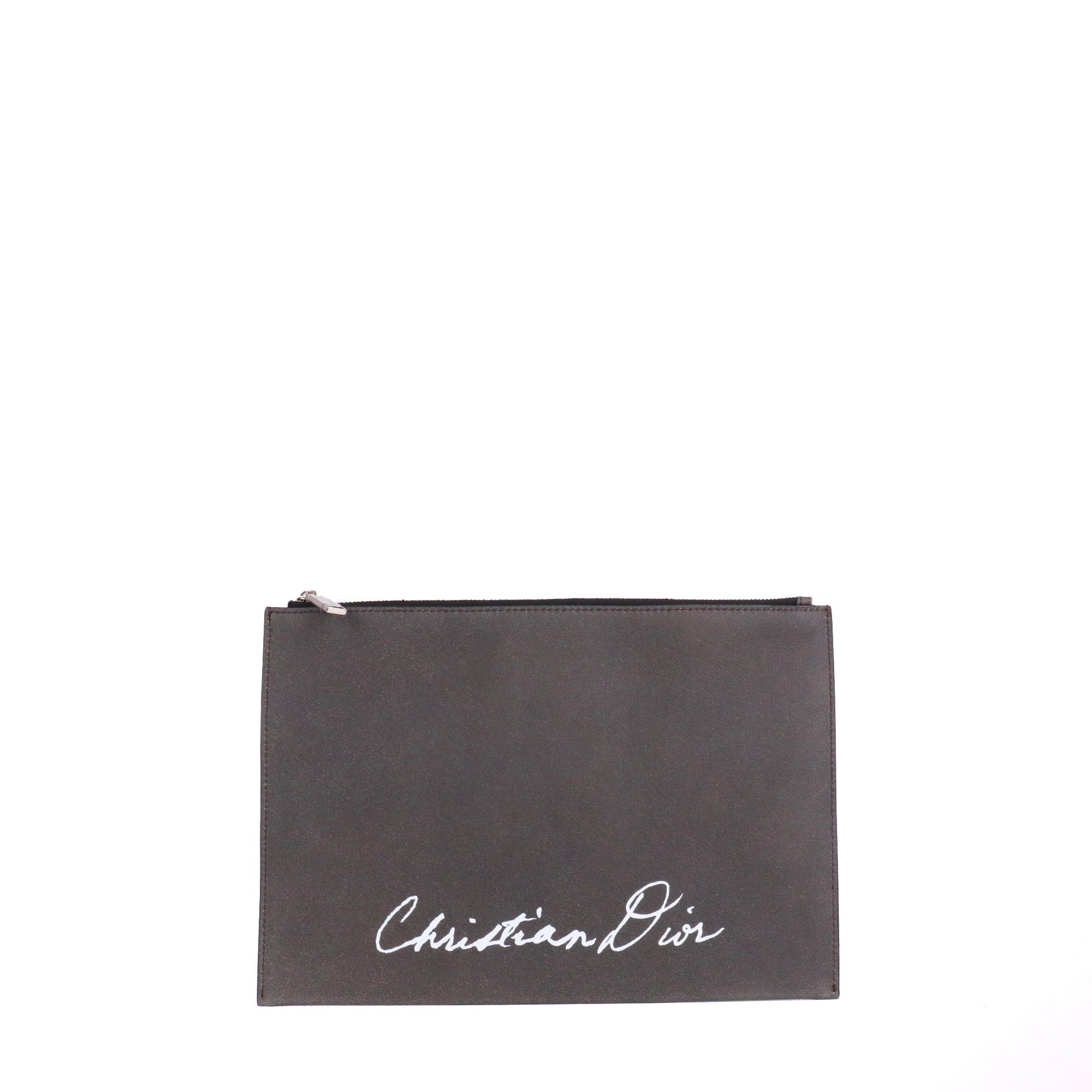 Dior DIOR - Lily of the Valley Dior clutch in gray grained leather Size ONE SIZE - 2 Thumbnail