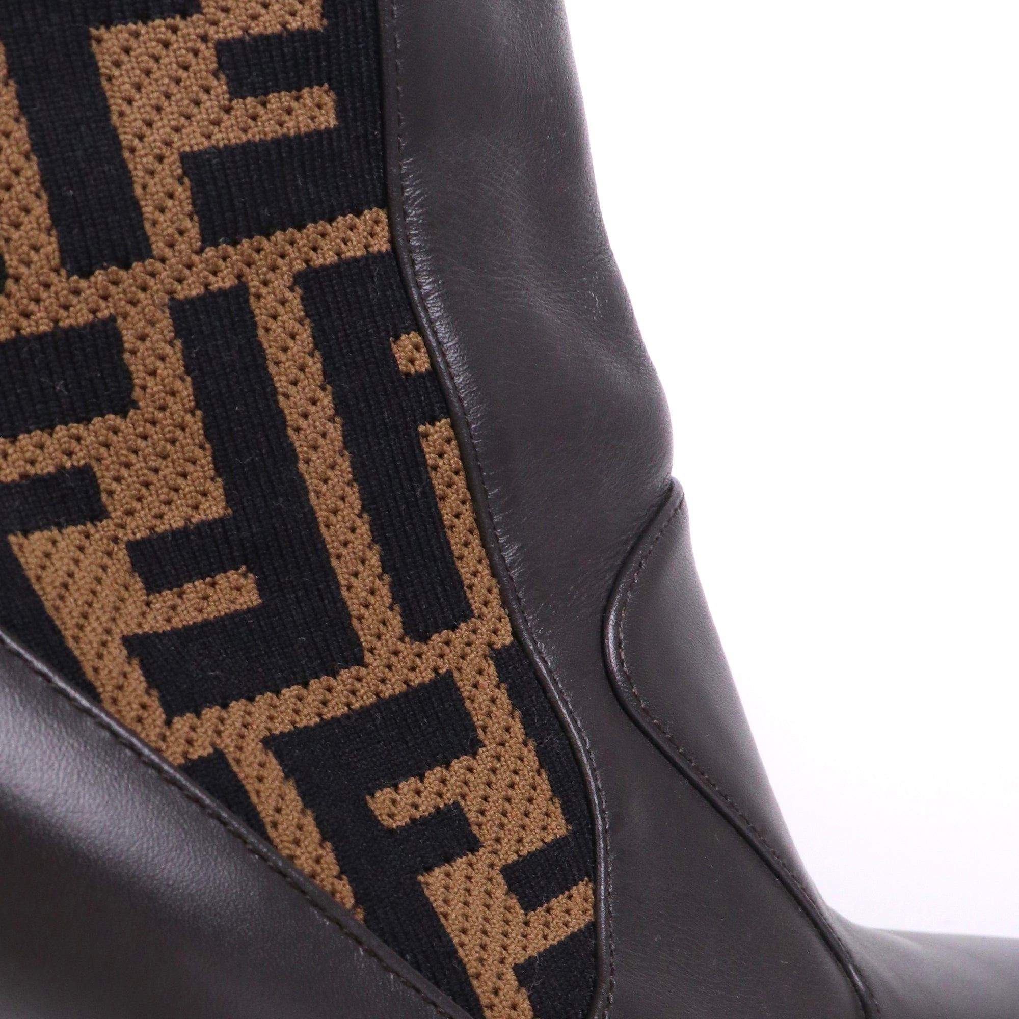 Fendi FENDI - Fendi FF heeled ankle boots in leather and monogram fabric Size US 7 / IT 37 - 3 Thumbnail