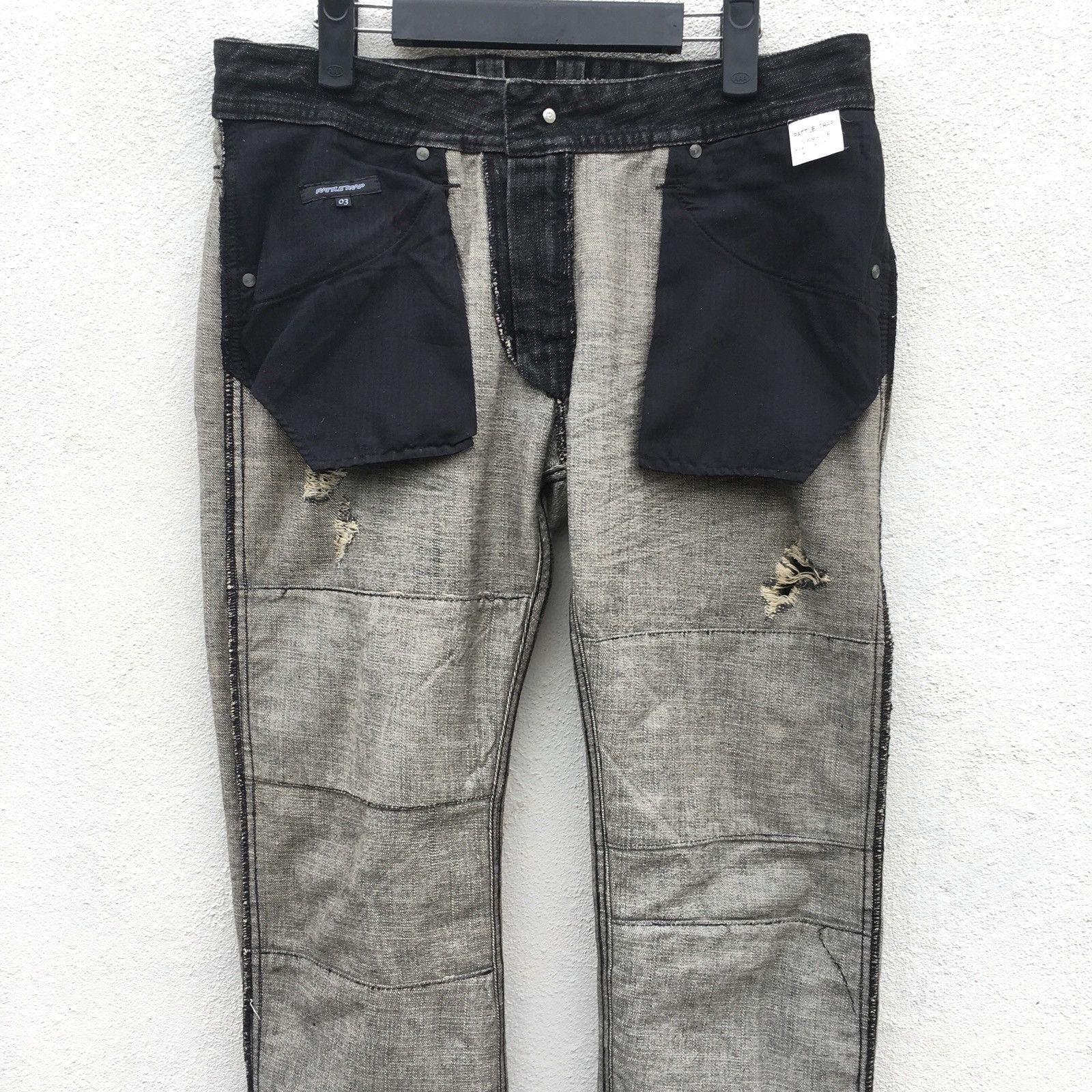 Japanese Brand Rattle Trap Sample Distressed Patchwork Denim Size US 33 - 8 Thumbnail